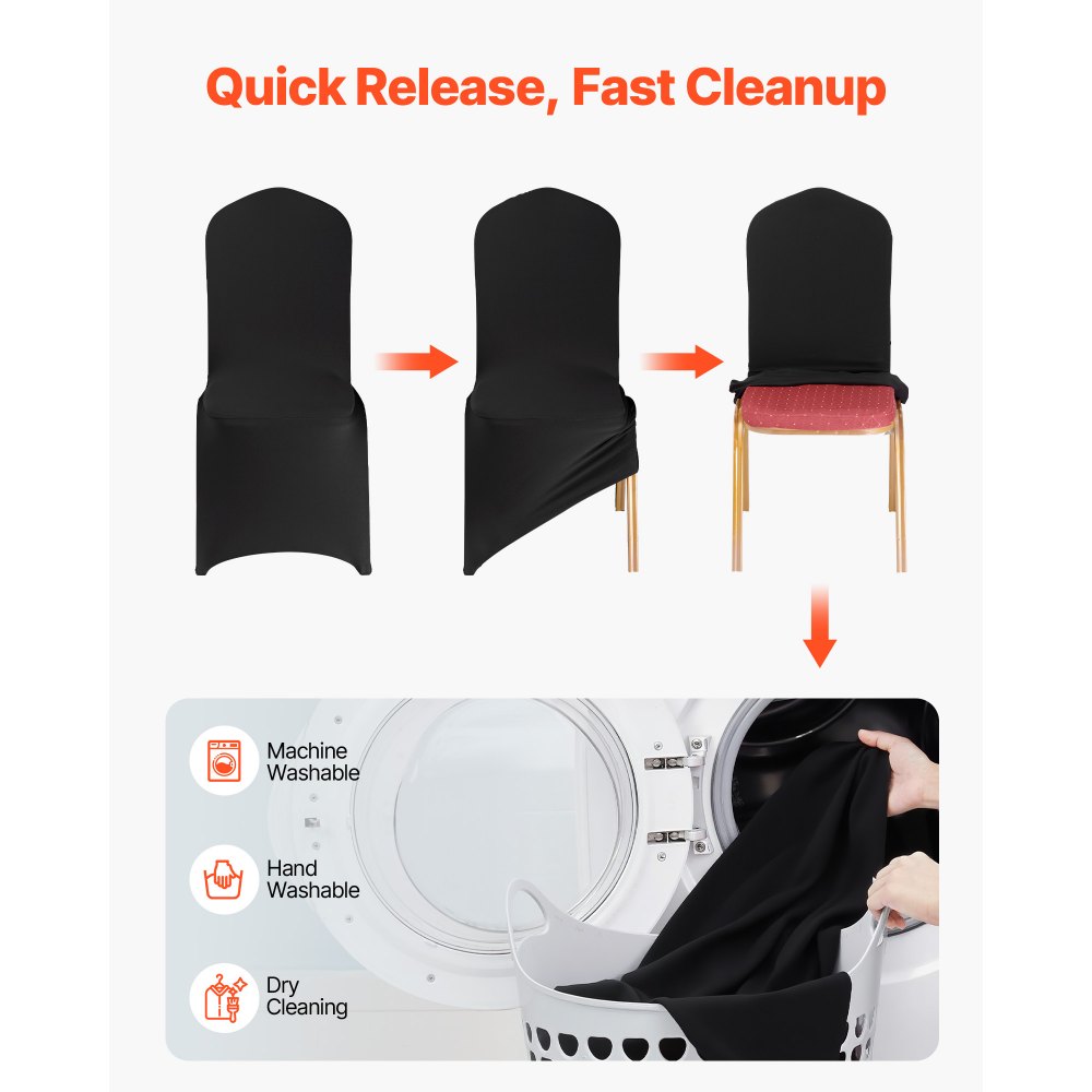 VEVOR 100 τεμάχια μαύρα καλύμματα καρέκλας, κάλυμμα καρέκλας από πολυεστέρα και σπάντεξ, ελαστικά καλύμματα για γάμο, πάρτι, τραπεζαρία, δεξιώσεις, καλύμματα καρέκλας με επίπεδη πρόσοψη, κατάλληλα για καρέκλα. Διαστάσεις έως 20,08 x 17,72 x 37,4 ίντσες. VEVOR 100 τεμάχια μαύρα καλύμματα καρέκλας, κάλυμμα καρέκλας από πολυεστέρα και σπάντεξ, ελαστικά καλύμματα για γάμο, πάρτι, τραπεζαρία, δεξιώσεις, καλύμματα καρέκλας με επίπεδη πρόσοψη, κατάλληλα για καρέκλα. Διαστάσεις έως 20,08 x 17,72 x 37,4 ίντσες.