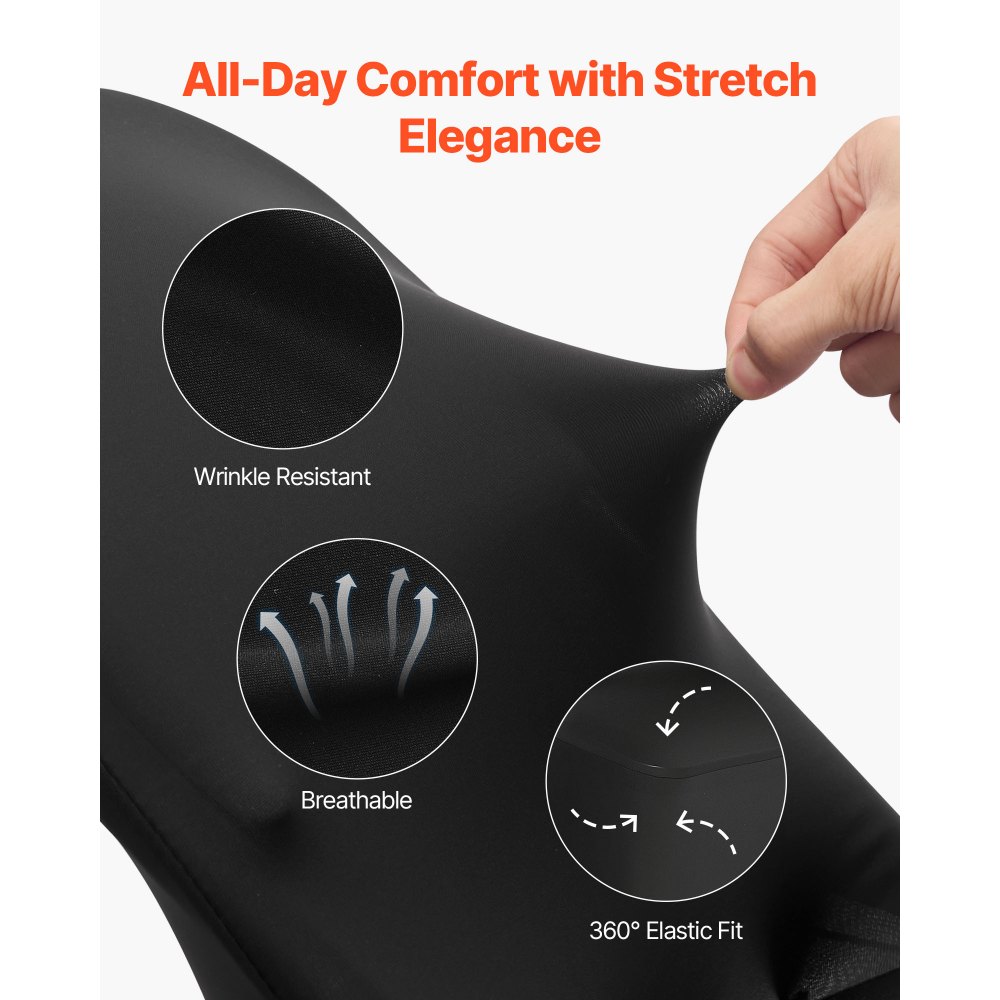 VEVOR 150 τεμάχια μαύρα καλύμματα καρέκλας, κάλυμμα καρέκλας από πολυεστέρα και σπάντεξ, ελαστικά καλύμματα για γάμο, πάρτι, τραπεζαρία, δεξιώσεις, καλύμματα καρέκλας με επίπεδη πρόσοψη, κατάλληλα για καρέκλα. Διαστάσεις έως 17,72 x 18,11 x 30,31 ίντσες. VEVOR 150 τεμάχια μαύρα καλύμματα καρέκλας, κάλυμμα καρέκλας από πολυεστέρα και σπάντεξ, ελαστικά καλύμματα για γάμο, πάρτι, τραπεζαρία, δεξιώσεις, καλύμματα καρέκλας με επίπεδη πρόσοψη, κατάλληλα για καρέκλα. Διαστάσεις έως 17,72 x 18,11 x 30,31 ίντσες.