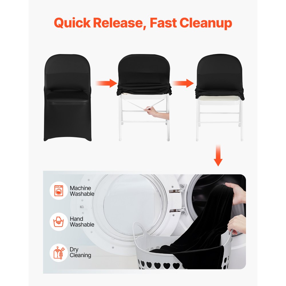 VEVOR 150 τεμάχια μαύρα καλύμματα καρέκλας, κάλυμμα καρέκλας από πολυεστέρα και σπάντεξ, ελαστικά καλύμματα για γάμο, πάρτι, τραπεζαρία, δεξιώσεις, καλύμματα καρέκλας με επίπεδη πρόσοψη, κατάλληλα για καρέκλα. Διαστάσεις έως 17,72 x 18,11 x 30,31 ίντσες. VEVOR 150 τεμάχια μαύρα καλύμματα καρέκλας, κάλυμμα καρέκλας από πολυεστέρα και σπάντεξ, ελαστικά καλύμματα για γάμο, πάρτι, τραπεζαρία, δεξιώσεις, καλύμματα καρέκλας με επίπεδη πρόσοψη, κατάλληλα για καρέκλα. Διαστάσεις έως 17,72 x 18,11 x 30,31 ίντσες.