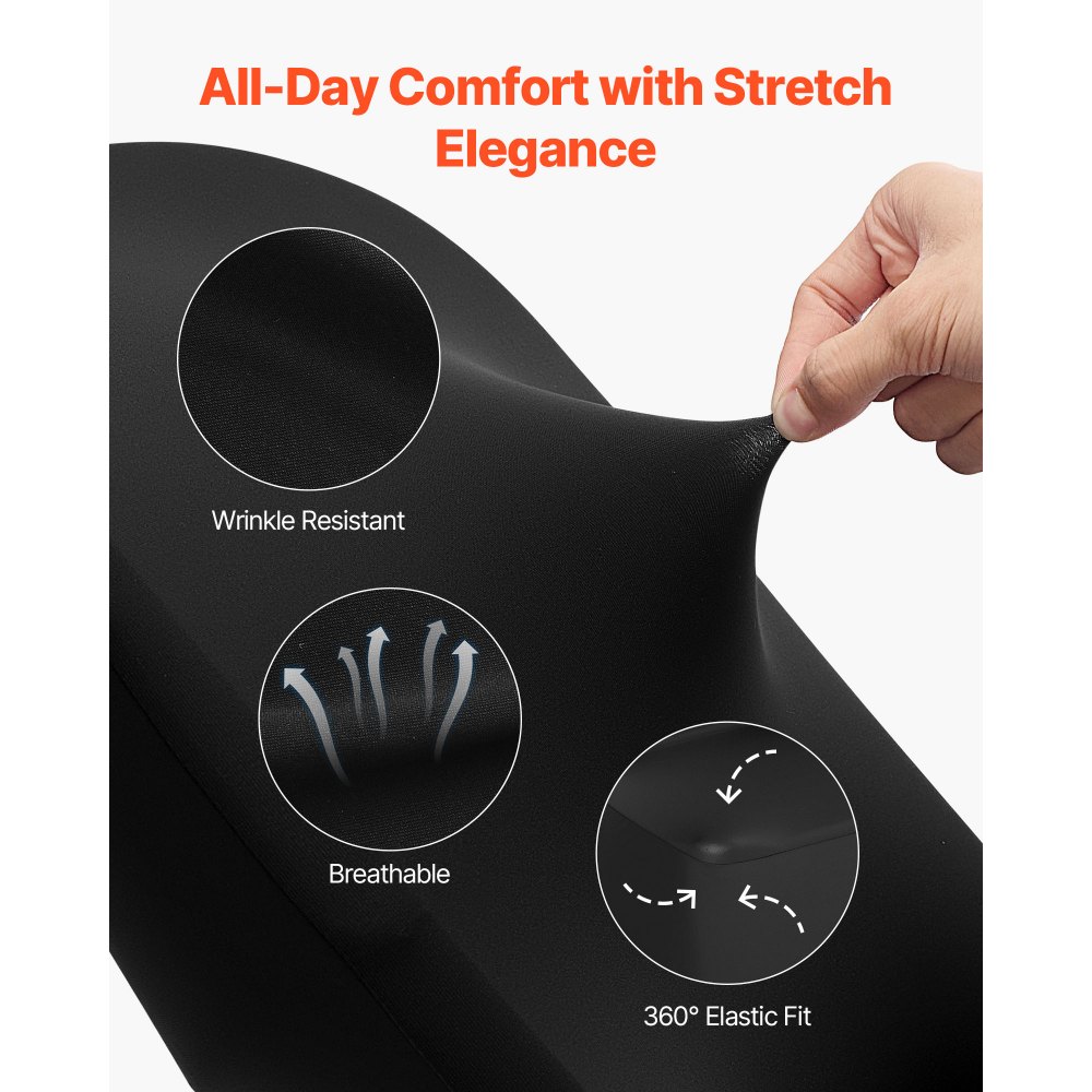 VEVOR 30 τεμάχια μαύρα καλύμματα καρέκλας, κάλυμμα καρέκλας από πολυεστέρα και σπάντεξ, ελαστικά καλύμματα για γάμο, πάρτι, τραπεζαρία, δεξιώσεις, καλύμματα καρέκλας με επίπεδη πρόσοψη, κατάλληλα για καρέκλα. Διαστάσεις έως 18,11 x 19,69 x 33,86 ίντσες. VEVOR 30 τεμάχια μαύρα καλύμματα καρέκλας, κάλυμμα καρέκλας από πολυεστέρα και σπάντεξ, ελαστικά καλύμματα για γάμο, πάρτι, τραπεζαρία, δεξιώσεις, καλύμματα καρέκλας με επίπεδη πρόσοψη, κατάλληλα για καρέκλα. Διαστάσεις έως 18,11 x 19,69 x 33,86 ίντσες.