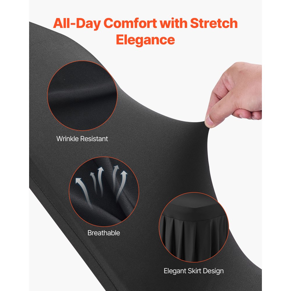 VEVOR 30 τεμάχια μαύρα καλύμματα καρέκλας, κάλυμμα καρέκλας από πολυεστέρα και σπάντεξ, ελαστικά καλύμματα για γάμο, πάρτι, τραπεζαρία, δεξιώσεις, καλύμματα καρέκλας με επίπεδη πρόσοψη, κατάλληλα για καρέκλα. Διαστάσεις έως 20,08 x 17,72 x 37,4 ίντσες. VEVOR 30 τεμάχια μαύρα καλύμματα καρέκλας, κάλυμμα καρέκλας από πολυεστέρα και σπάντεξ, ελαστικά καλύμματα για γάμο, πάρτι, τραπεζαρία, δεξιώσεις, καλύμματα καρέκλας με επίπεδη πρόσοψη, κατάλληλα για καρέκλα. Διαστάσεις έως 20,08 x 17,72 x 37,4 ίντσες.