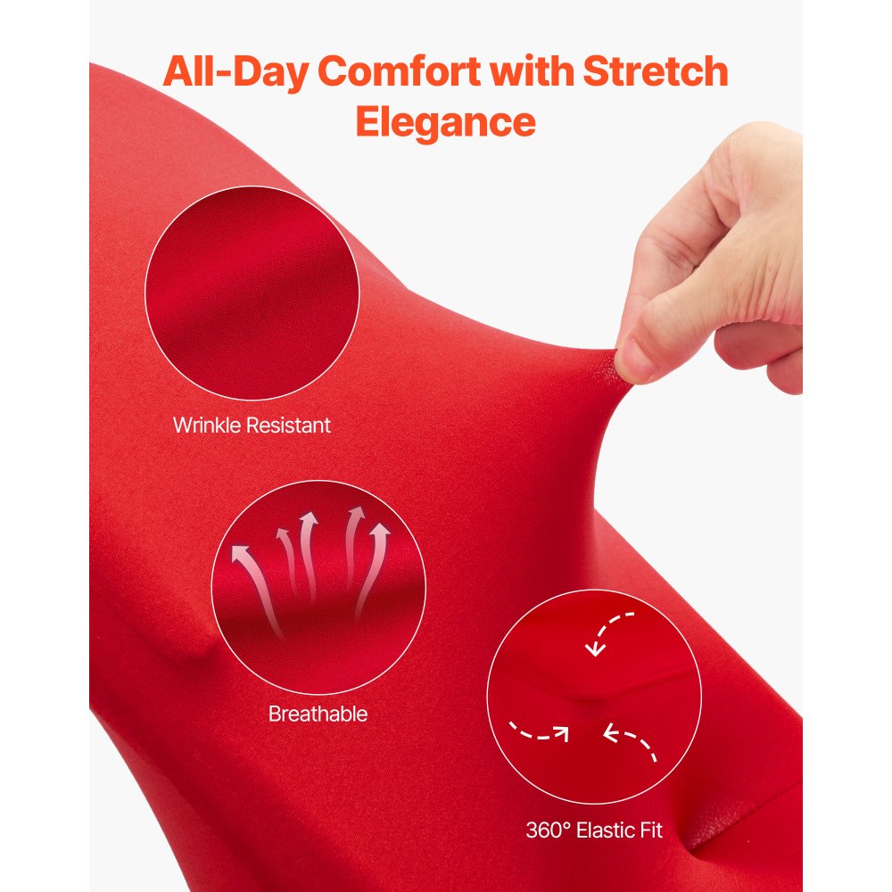 VEVOR 50 τεμάχια κόκκινα καλύμματα καρέκλας, κάλυμμα καρέκλας από πολυεστέρα και σπάντεξ, ελαστικά καλύμματα για γάμο, πάρτι, τραπεζαρία, δεξιώσεις, καλύμματα καρέκλας με επίπεδη πρόσοψη, κατάλληλα για καρέκλα. Διαστάσεις έως 17,72 x 18,11 x 30,31 ίντσες. VEVOR 50 τεμάχια κόκκινα καλύμματα καρέκλας, κάλυμμα καρέκλας από πολυεστέρα και σπάντεξ, ελαστικά καλύμματα για γάμο, πάρτι, τραπεζαρία, δεξιώσεις, καλύμματα καρέκλας με επίπεδη πρόσοψη, κατάλληλα για καρέκλα. Διαστάσεις έως 17,72 x 18,11 x 30,31 ίντσες.