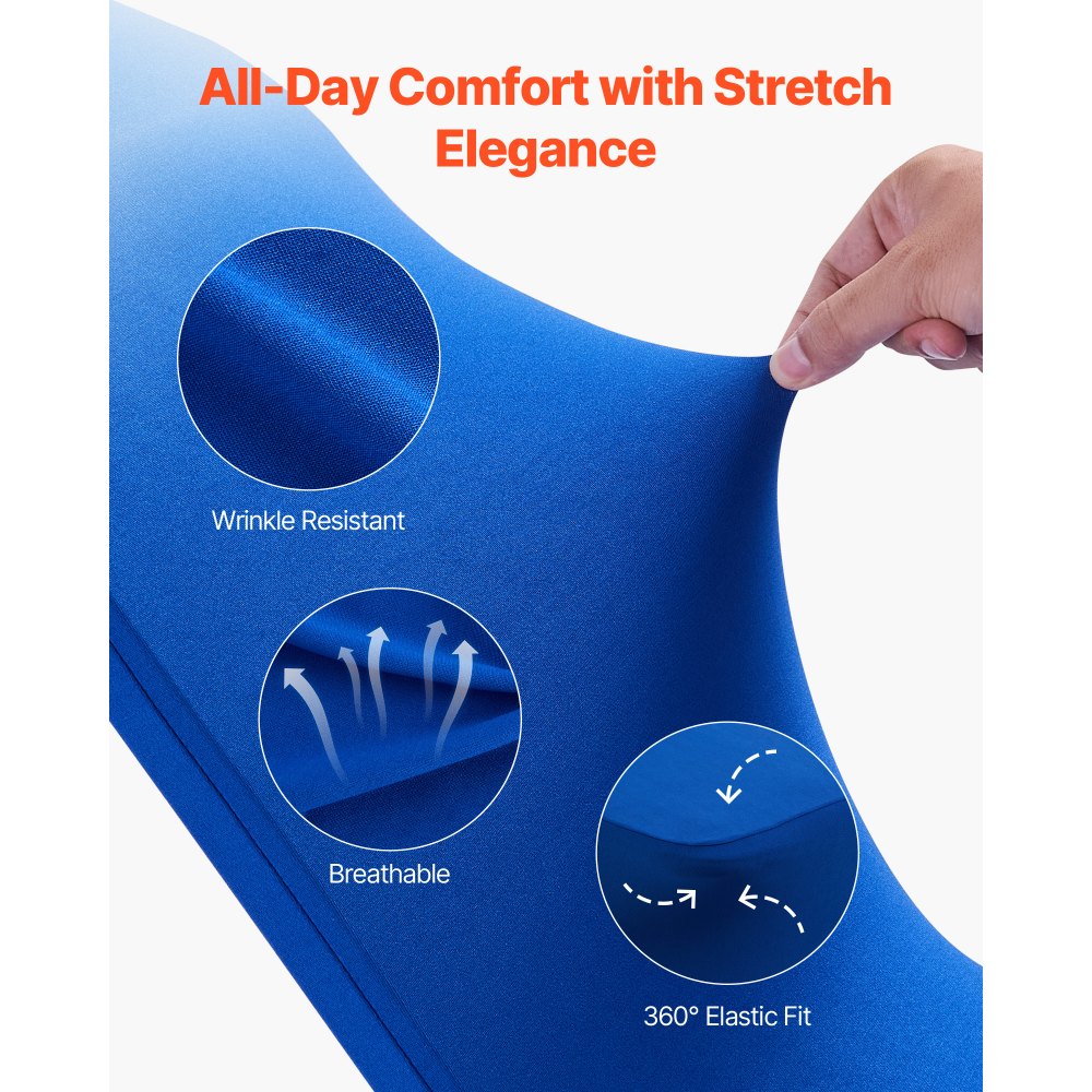 VEVOR 50 τεμάχια καλύμματα καρέκλας σε μπλε χρώμα, κάλυμμα καρέκλας από πολυεστέρα και σπάντεξ, ελαστικά καλύμματα για γάμο, πάρτι, τραπεζαρία, δεξιώσεις, καλύμματα καρέκλας με επίπεδη πρόσοψη, κατάλληλα για καρέκλα. Διαστάσεις έως 20,08 x 17,72 x 37,4 ίντσες. VEVOR 50 τεμάχια καλύμματα καρέκλας σε μπλε χρώμα, κάλυμμα καρέκλας από πολυεστέρα και σπάντεξ, ελαστικά καλύμματα για γάμο, πάρτι, τραπεζαρία, δεξιώσεις, καλύμματα καρέκλας με επίπεδη πρόσοψη, κατάλληλα για καρέκλα. Διαστάσεις έως 20,08 x 17,72 x 37,4 ίντσες.