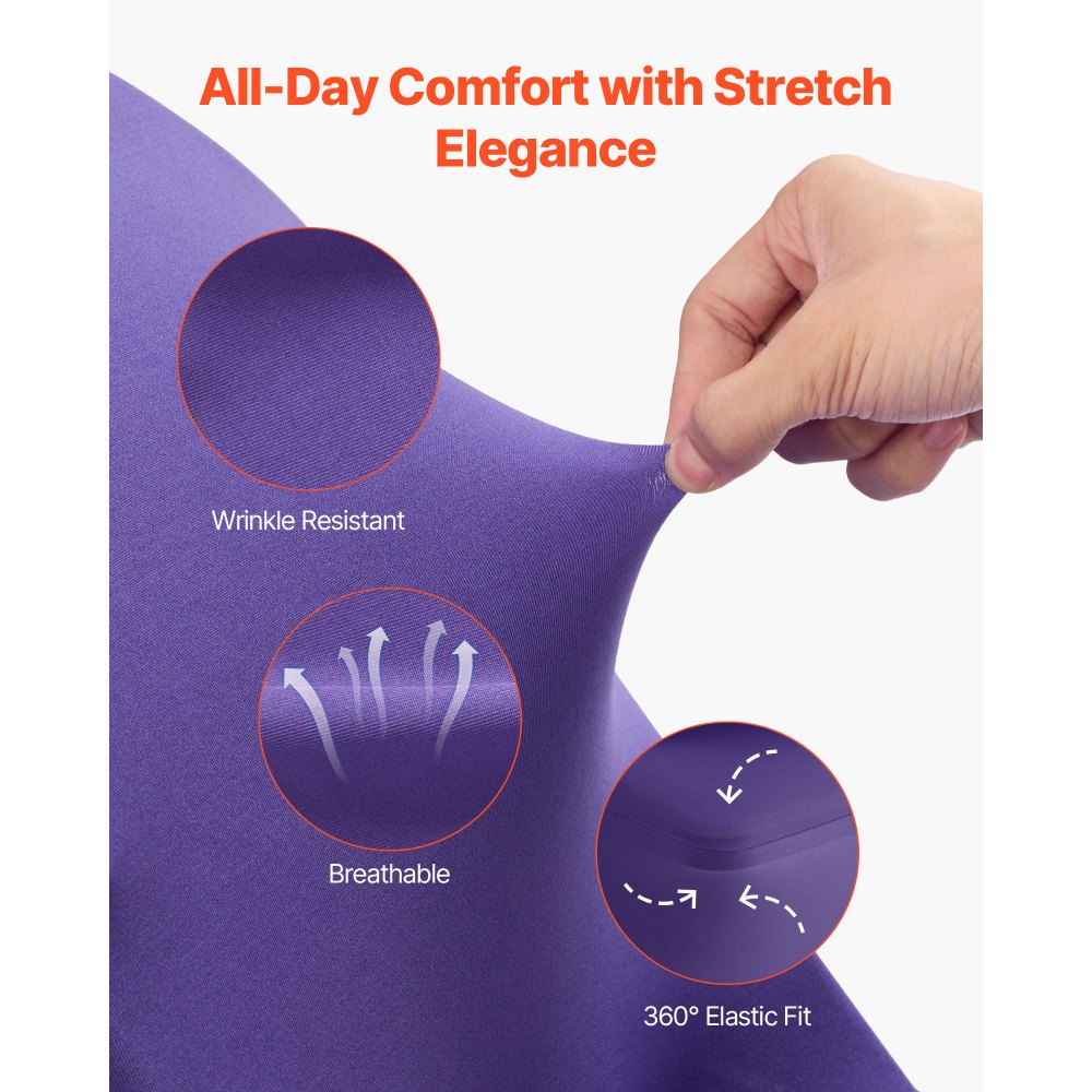 VEVOR 50 τεμάχια μωβ καλύμματα καρέκλας, κάλυμμα καρέκλας από πολυεστέρα και σπάντεξ, ελαστικά καλύμματα για γάμο, πάρτι, τραπεζαρία, δεξιώσεις, καλύμματα καρέκλας με επίπεδη πρόσοψη, κατάλληλα για καρέκλα. Διαστάσεις έως 17,72 x 18,11 x 30,31 ίντσες. VEVOR 50 τεμάχια μωβ καλύμματα καρέκλας, κάλυμμα καρέκλας από πολυεστέρα και σπάντεξ, ελαστικά καλύμματα για γάμο, πάρτι, τραπεζαρία, δεξιώσεις, καλύμματα καρέκλας με επίπεδη πρόσοψη, κατάλληλα για καρέκλα. Διαστάσεις έως 17,72 x 18,11 x 30,31 ίντσες.