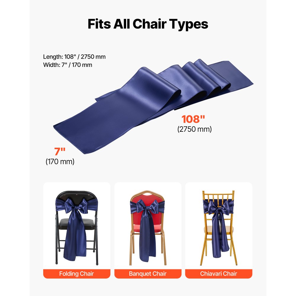 VEVOR Σατέν Καρέκλα με Φιόγκους, 50 τεμάχια Κορδέλα Καρέκλας με Δέσιμο Πίσω, 7 x 108 ίντσες, Διακόσμηση Γαμήλιας Δεξίωσης σε Μπλε Ναυτικό, για Γαμήλια Τελετή, Baby Shower, Πάρτι, Εκδηλώσεις, Διακόσμηση Καλύμματος Καρέκλας, Διακόσμηση VEVOR Σατέν Καρέκλα με Φιόγκους, 50 τεμάχια Κορδέλα Καρέκλας με Δέσιμο Πίσω, 7 x 108 ίντσες, Διακόσμηση Γαμήλιας Δεξίωσης σε Μπλε Ναυτικό, για Γαμήλια Τελετή, Baby Shower, Πάρτι, Εκδηλώσεις, Διακόσμηση Καλύμματος Καρέκλας, Διακόσμηση