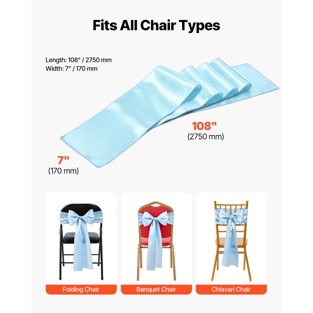 VEVOR Σατέν Καρέκλα με Φιόγκους, 100 τεμάχια Κορδέλα Καρέκλας με Δέσιμο Πίσω, 7 x 108 ίντσες, Ανοιχτό Μπλε Διακόσμηση Γαμήλιας Δεξίωσης, για Γαμήλια Τελετή, Baby Shower, Πάρτι, Εκδηλώσεις, Διακόσμηση Καλύμματος Καρέκλας, VEVOR Σατέν Καρέκλα με Φιόγκους, 100 τεμάχια Κορδέλα Καρέκλας με Δέσιμο Πίσω, 7 x 108 ίντσες, Ανοιχτό Μπλε Διακόσμηση Γαμήλιας Δεξίωσης, για Γαμήλια Τελετή, Baby Shower, Πάρτι, Εκδηλώσεις, Διακόσμηση Καλύμματος Καρέκλας,
