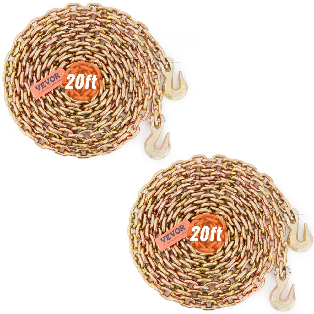 Αλυσίδα μεταφοράς VEVOR, όριο φορτίου εργασίας 4900 λίβρες, δέσιμο αλυσίδας ρυμούλκησης G80 5/16''x20' με γάντζους, πιστοποιημένο DOT, γαλβανισμένος χάλυβας μαγγανίου με επίστρωση για εργοτάξιο εργοστασίου αποβάθρας, 2 τεμάχια Αλυσίδα μεταφοράς VEVOR, όριο φορτίου εργασίας 4900 λίβρες, δέσιμο αλυσίδας ρυμούλκησης G80 5/16''x20' με γάντζους, πιστοποιημένο DOT, γαλβανισμένος χάλυβας μαγγανίου με επίστρωση για εργοτάξιο εργοστασίου αποβάθρας, 2 τεμάχια
