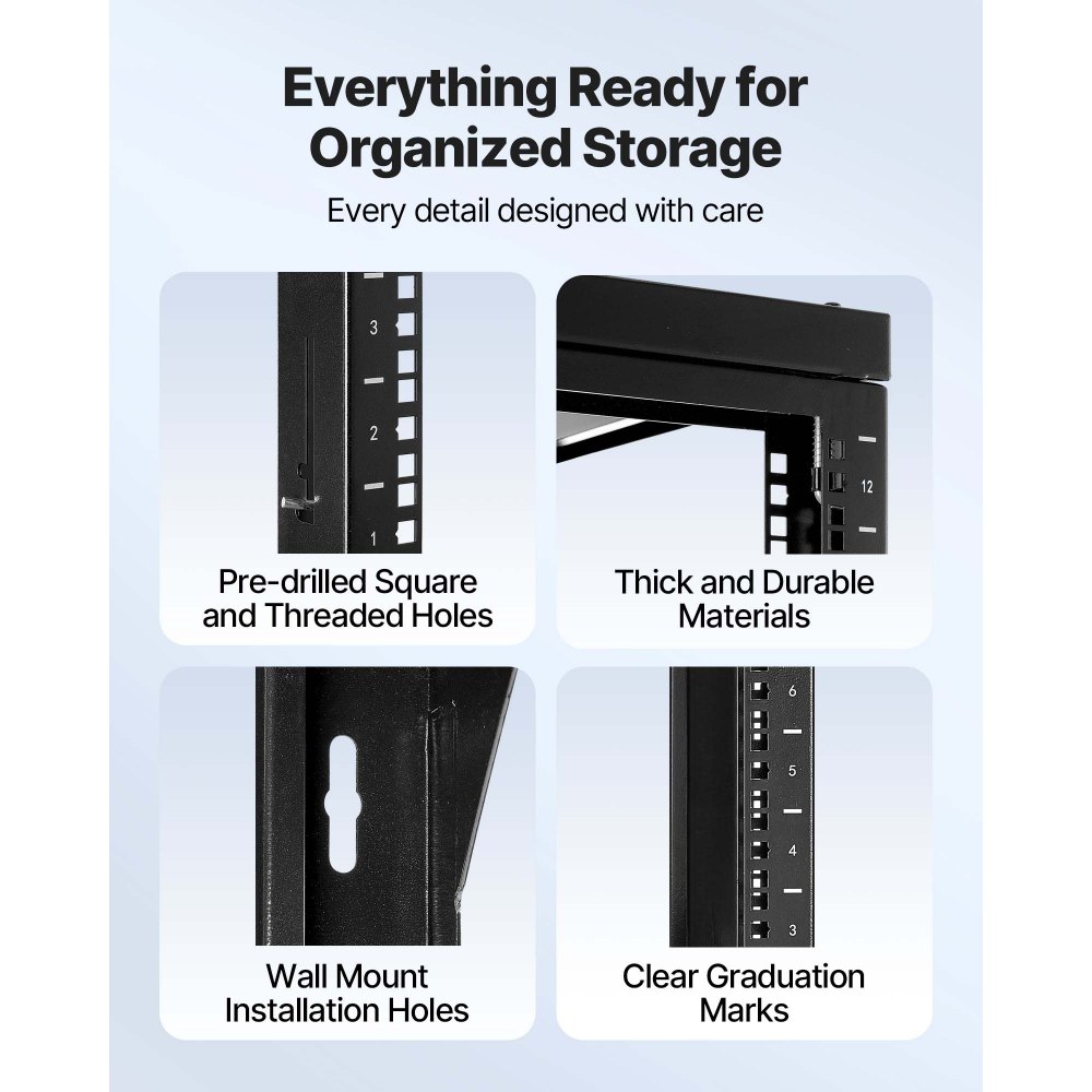 Rack διακομιστή VEVOR 12U για τοποθέτηση σε τοίχο, μέγιστη χωρητικότητα φορτίου 68,04 kg, Rack δικτύου ανοιχτού πλαισίου με περιστρεφόμενη πόρτα 180 μοιρών, από ανθρακούχο χάλυβα, ιδανικό για εξοπλισμό δικτύου IT και συσκευές AV, διακομιστής υπολογιστή, μαύρο Rack διακομιστή VEVOR 12U για τοποθέτηση σε τοίχο, μέγιστη χωρητικότητα φορτίου 68,04 kg, Rack δικτύου ανοιχτού πλαισίου με περιστρεφόμενη πόρτα 180 μοιρών, από ανθρακούχο χάλυβα, ιδανικό για εξοπλισμό δικτύου IT και συσκευές AV, διακομιστής υπολογιστή, μαύρο