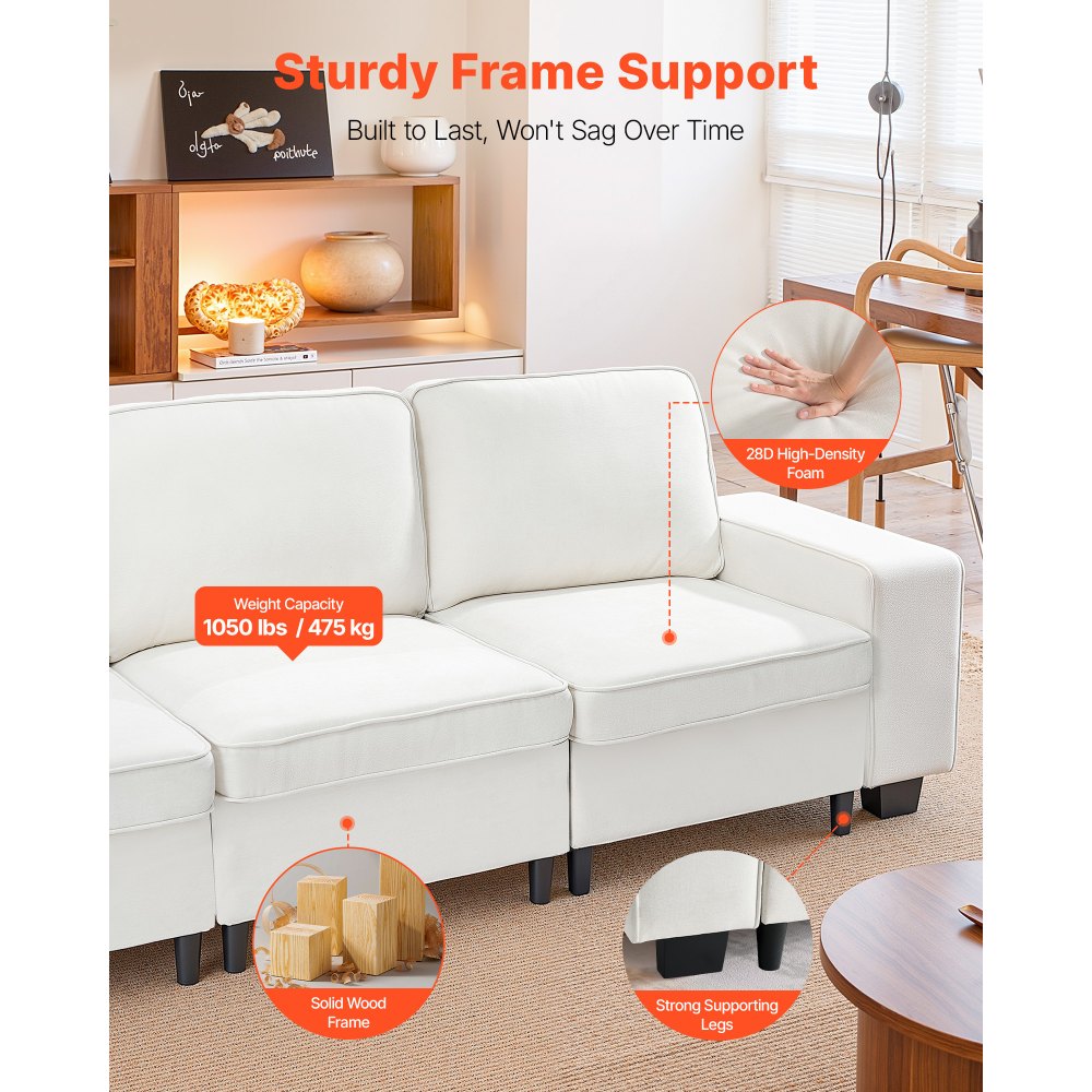 Καναπές VEVOR 3 ατόμων, Μοντέρνος καναπές-κρεβάτι με γωνιακό χώρο αποθήκευσης στο κάτω μέρος, Μοντέρνος άνετος καναπές Cloud με πλαϊνές τσέπες αποθήκευσης και μεταλλικό σκελετό, ιδανικός για σαλόνι, υπνοδωμάτιο, διαμέρισμα και γραφείο, λευκό Καναπές VEVOR 3 ατόμων, Μοντέρνος καναπές-κρεβάτι με γωνιακό χώρο αποθήκευσης στο κάτω μέρος, Μοντέρνος άνετος καναπές Cloud με πλαϊνές τσέπες αποθήκευσης και μεταλλικό σκελετό, ιδανικός για σαλόνι, υπνοδωμάτιο, διαμέρισμα και γραφείο, λευκό