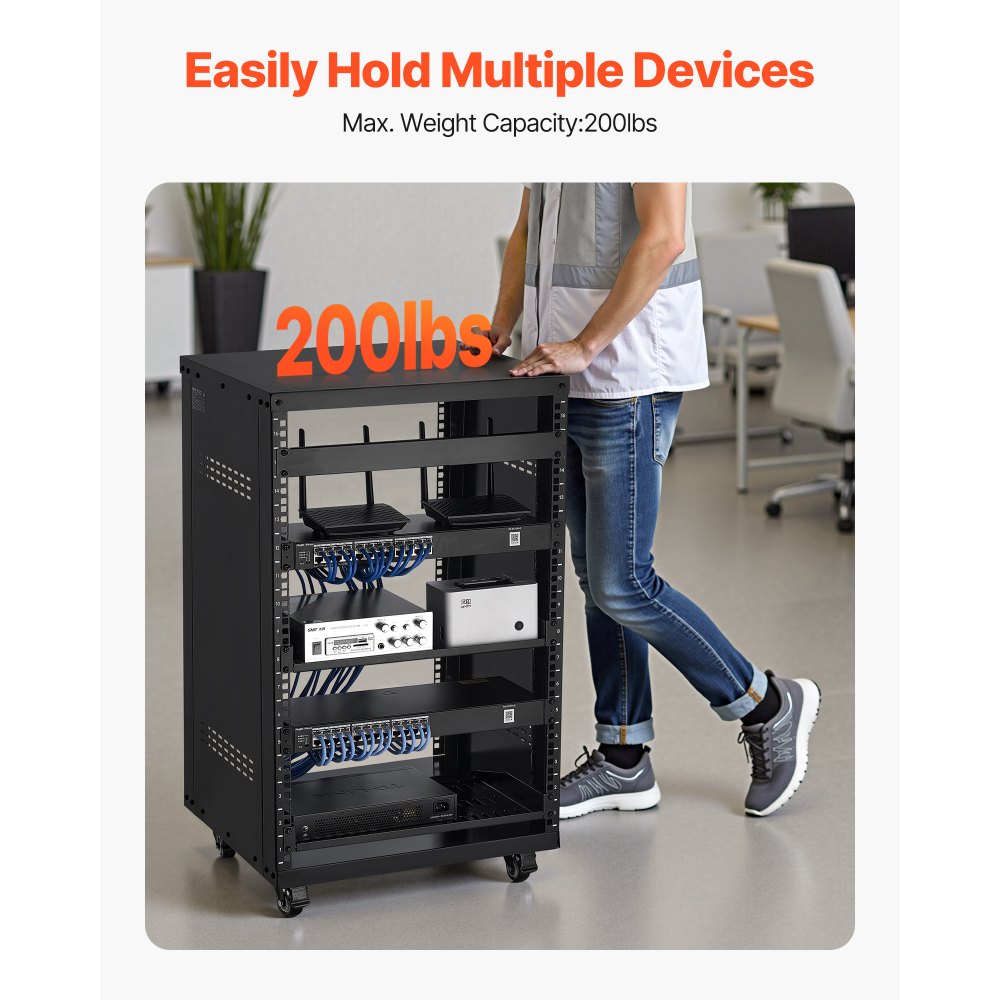 Rack AV VEVOR 16U, μέγιστη χωρητικότητα φορτίου 90,7 kg, Rack οικιακού στούντιο ηχογράφησης με κλειδώσιμες ρόδες, γραφείο διακομιστή ανοιχτού πλαισίου, ειδικός σχεδιασμός αεραγωγών, για τοποθέτηση σε εξοπλισμό ήχου, βίντεο, μουσικής και πληροφορικής Rack AV VEVOR 16U, μέγιστη χωρητικότητα φορτίου 90,7 kg, Rack οικιακού στούντιο ηχογράφησης με κλειδώσιμες ρόδες, γραφείο διακομιστή ανοιχτού πλαισίου, ειδικός σχεδιασμός αεραγωγών, για τοποθέτηση σε εξοπλισμό ήχου, βίντεο, μουσικής και πληροφορικής