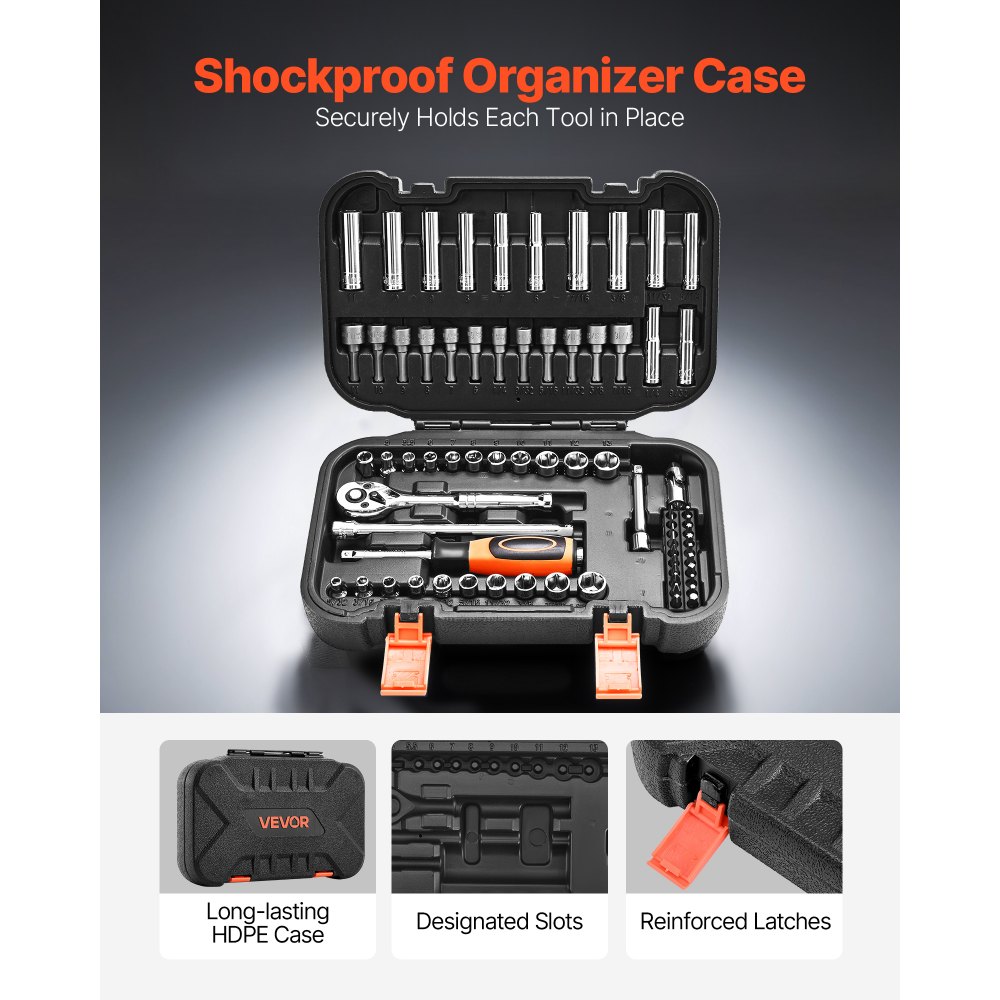 Σετ καρυδάκια VEVOR, 70 τεμάχια, Σετ καρυδάκια και καστάνιας 6,4 mm, SAE και μετρικά, βαθιά και ρηχά, Κιτ εργαλείων μηχανικού με μύτες, αξεσουάρ και θήκη αποθήκευσης, από κράμα χάλυβα CR-V, για επισκευή αυτοκινήτων Σετ καρυδάκια VEVOR, 70 τεμάχια, Σετ καρυδάκια και καστάνιας 6,4 mm, SAE και μετρικά, βαθιά και ρηχά, Κιτ εργαλείων μηχανικού με μύτες, αξεσουάρ και θήκη αποθήκευσης, από κράμα χάλυβα CR-V, για επισκευή αυτοκινήτων