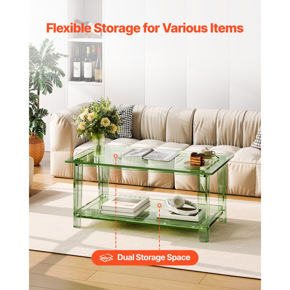 Τραπεζάκι Σαλονιού VEVOR Ακρυλικό, Κεντρικό Τραπέζι 2 Επιπέδων με Ράφι Αποθήκευσης, Μοντέρνο Ορθογώνιο Ακρυλικό Γραφείο Σαλονιού, Ιδανικό για Τραπεζαρία, Νησίδα Κουζίνας, Εστιατόριο, Γραφείο, 50 x 80 x 40 cm (Πράσινο) Τραπεζάκι Σαλονιού VEVOR Ακρυλικό, Κεντρικό Τραπέζι 2 Επιπέδων με Ράφι Αποθήκευσης, Μοντέρνο Ορθογώνιο Ακρυλικό Γραφείο Σαλονιού, Ιδανικό για Τραπεζαρία, Νησίδα Κουζίνας, Εστιατόριο, Γραφείο, 50 x 80 x 40 cm (Πράσινο)