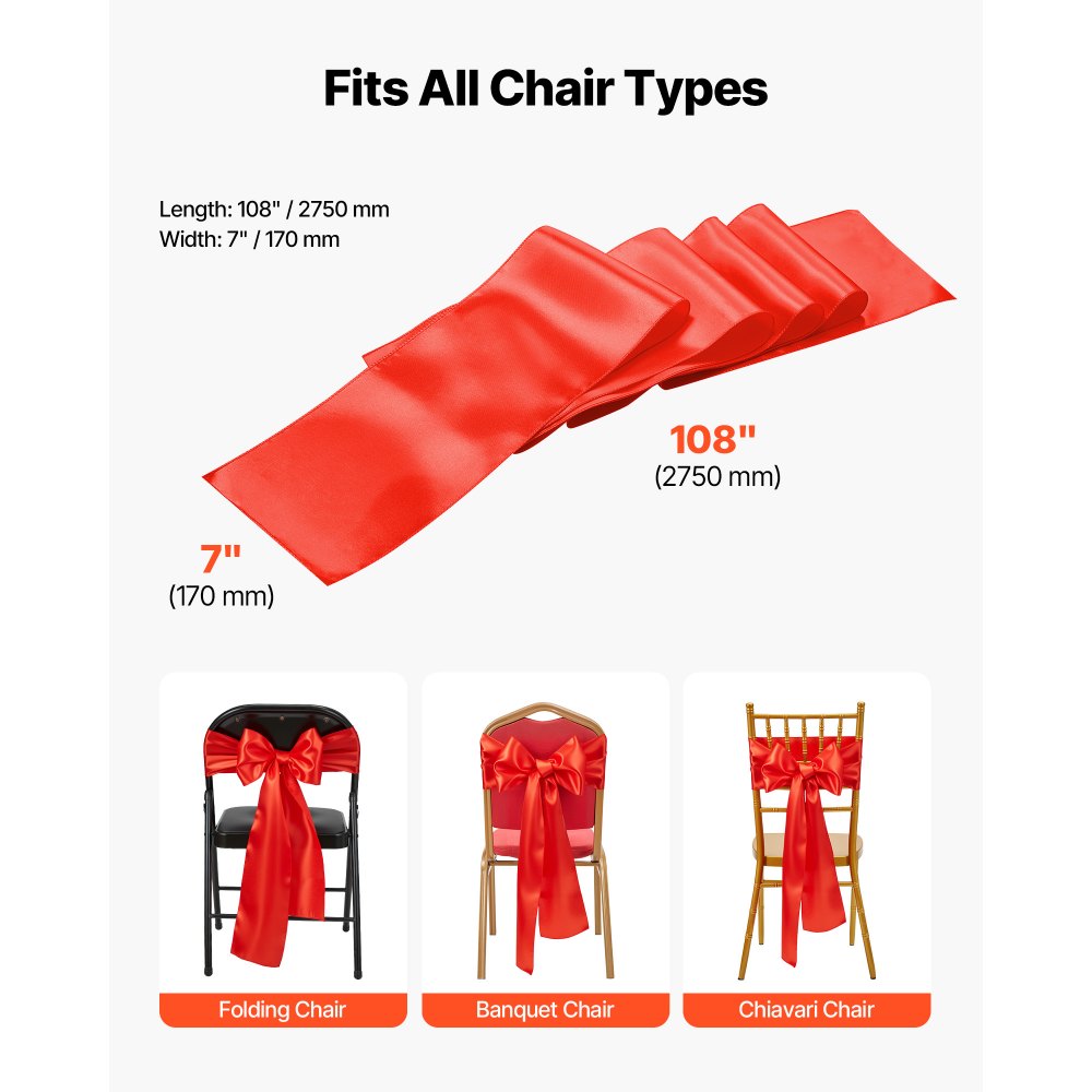 VEVOR Σατέν Καρέκλα με Φιόγκους, 50 τεμάχια Κορδέλα Καρέκλας με Δέσιμο Πίσω Κορδέλας, 7 x 108 ίντσες, Κόκκινη Διακόσμηση Γαμήλιας Δεξίωσης, για Γαμήλια Τελετή, Baby Shower, Πάρτι, Εκδηλώσεις, Διακόσμηση Καλύμματος Καρέκλας, Διακόσμηση VEVOR Σατέν Καρέκλα με Φιόγκους, 50 τεμάχια Κορδέλα Καρέκλας με Δέσιμο Πίσω Κορδέλας, 7 x 108 ίντσες, Κόκκινη Διακόσμηση Γαμήλιας Δεξίωσης, για Γαμήλια Τελετή, Baby Shower, Πάρτι, Εκδηλώσεις, Διακόσμηση Καλύμματος Καρέκλας, Διακόσμηση
