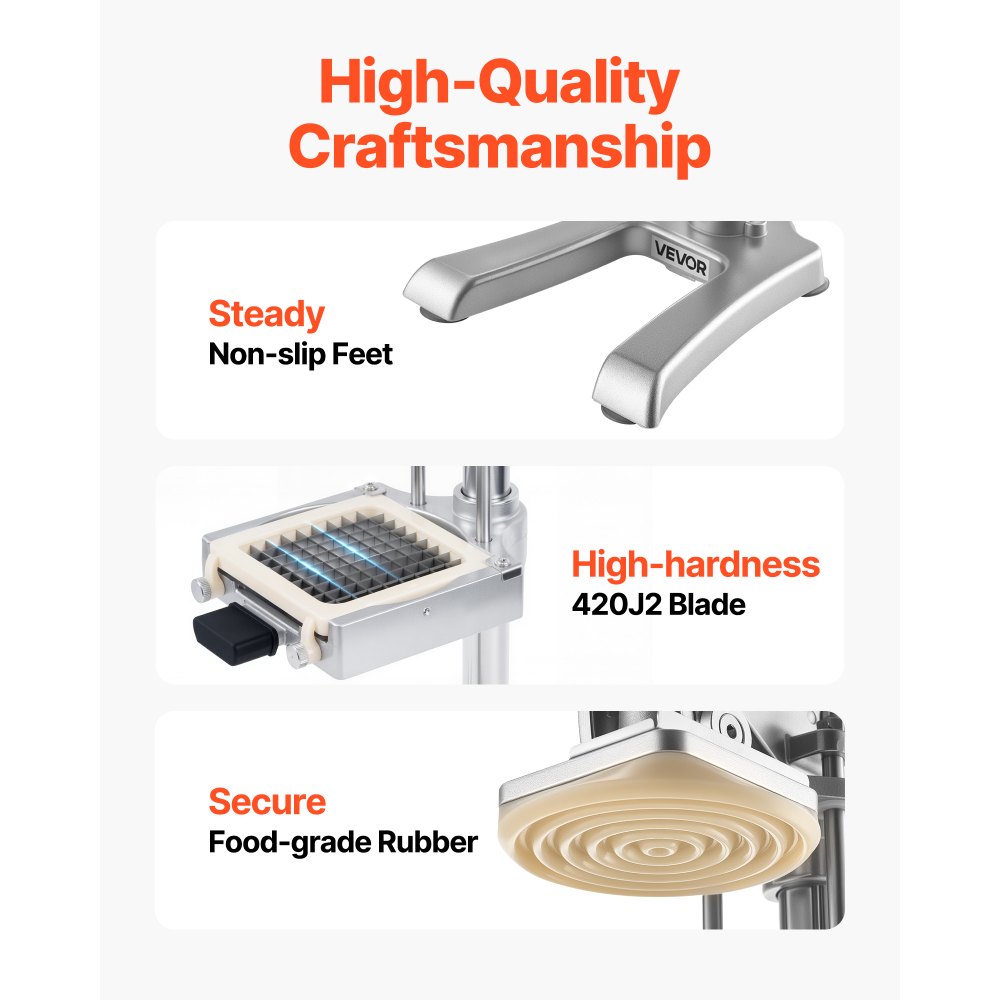 Κόφτης Τηγανητών Πατατιών VEVOR Επαγγελματικός, Κόφτης Λαχανικών και Φρούτων από Ανοξείδωτο Ατσάλι με 3 Ανταλλακτικές Λεπίδες 12,7mm 9,5mm 6,4mm και Λεπίδα Χυμού, Χειροκίνητος Κόφτης Πατάτας σε Κύβους για Εστιατόρια & Οικιακή Κουζίνα Κόφτης Τηγανητών Πατατιών VEVOR Επαγγελματικός, Κόφτης Λαχανικών και Φρούτων από Ανοξείδωτο Ατσάλι με 3 Ανταλλακτικές Λεπίδες 12,7mm 9,5mm 6,4mm και Λεπίδα Χυμού, Χειροκίνητος Κόφτης Πατάτας σε Κύβους για Εστιατόρια & Οικιακή Κουζίνα