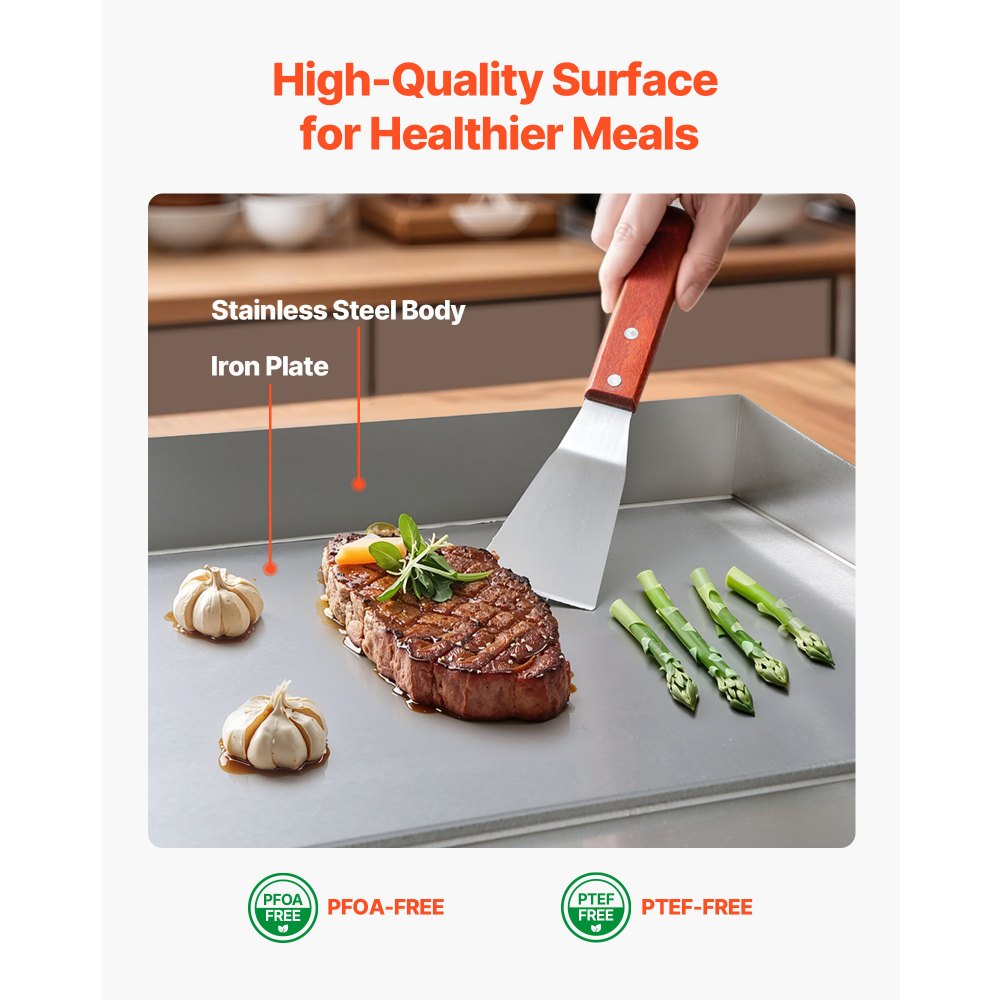 Ηλεκτρική πλάκα ψησίματος VEVOR Commercial, 535 x 300 mm, 3200W, Ρυθμιζόμενη θερμοκρασία 50-300°C, Επιτραπέζια σχάρα από ανοξείδωτο χάλυβα με 2 σπάτουλες, 2 βούρτσες και 4 υποπόδια, για μπριζόλα και τηγανίτες Ηλεκτρική πλάκα ψησίματος VEVOR Commercial, 535 x 300 mm, 3200W, Ρυθμιζόμενη θερμοκρασία 50-300°C, Επιτραπέζια σχάρα από ανοξείδωτο χάλυβα με 2 σπάτουλες, 2 βούρτσες και 4 υποπόδια, για μπριζόλα και τηγανίτες