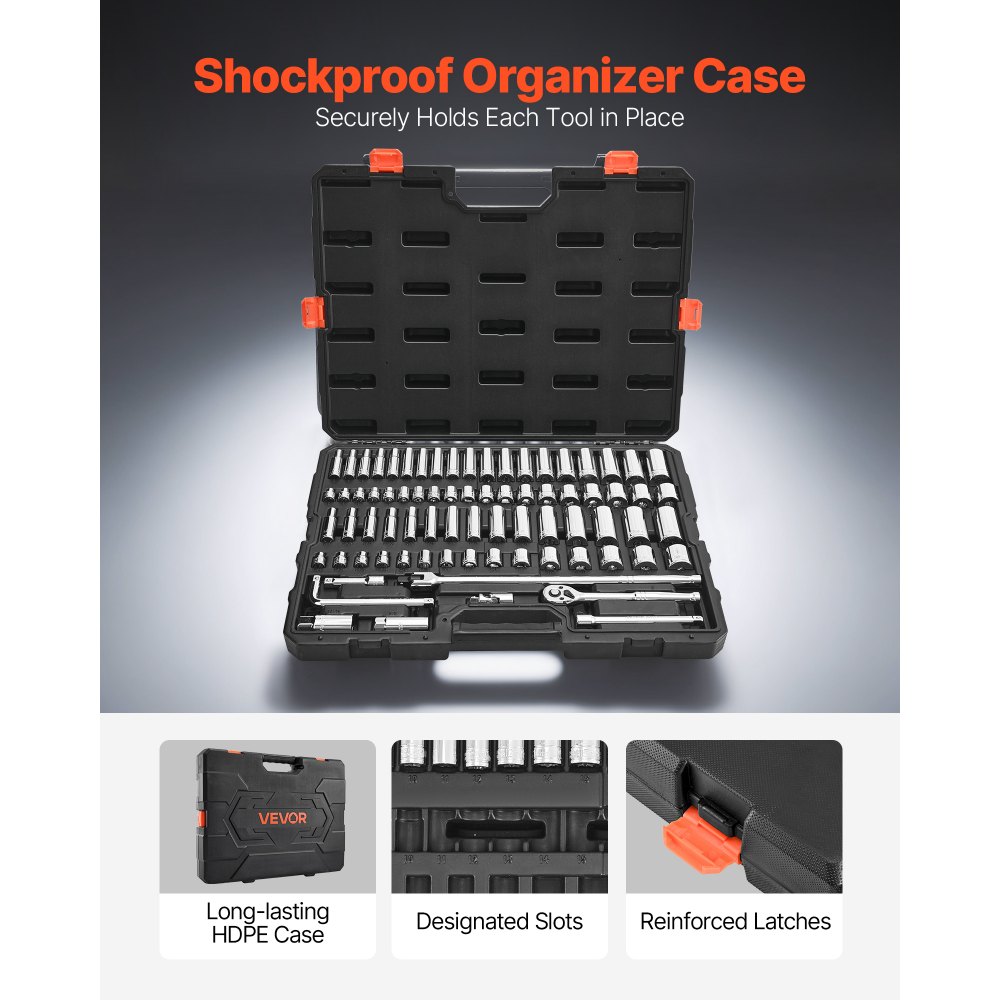 Σετ καρυδάκια VEVOR, 76 τεμάχια, Σετ καρυδάκια και καστάνιας 9,5 mm, SAE και μετρικά, βαθιά και ρηχά, κιτ εργαλείων μηχανικού με αξεσουάρ και θήκη αποθήκευσης, κράμα χάλυβα CR-V, για επισκευή αυτοκινήτων Σετ καρυδάκια VEVOR, 76 τεμάχια, Σετ καρυδάκια και καστάνιας 9,5 mm, SAE και μετρικά, βαθιά και ρηχά, κιτ εργαλείων μηχανικού με αξεσουάρ και θήκη αποθήκευσης, κράμα χάλυβα CR-V, για επισκευή αυτοκινήτων
