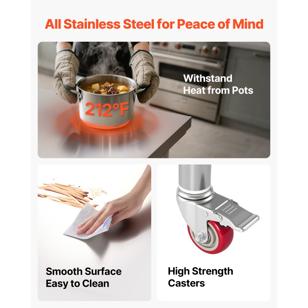 Τραπέζι VEVOR από ανοξείδωτο ατσάλι, τραπέζι εργασίας προετοιμασίας φαγητού 60 x 90 cm με ρόδες, τραπέζι προετοιμασίας κουζίνας με ρυθμιζόμενους σταθμούς εργασίας κάτω από ράφι για επαγγελματική κουζίνα, εστιατόριο, ξενοδοχείο και γκαράζ, εξωτερικού χώρου Τραπέζι VEVOR από ανοξείδωτο ατσάλι, τραπέζι εργασίας προετοιμασίας φαγητού 60 x 90 cm με ρόδες, τραπέζι προετοιμασίας κουζίνας με ρυθμιζόμενους σταθμούς εργασίας κάτω από ράφι για επαγγελματική κουζίνα, εστιατόριο, ξενοδοχείο και γκαράζ, εξωτερικού χώρου