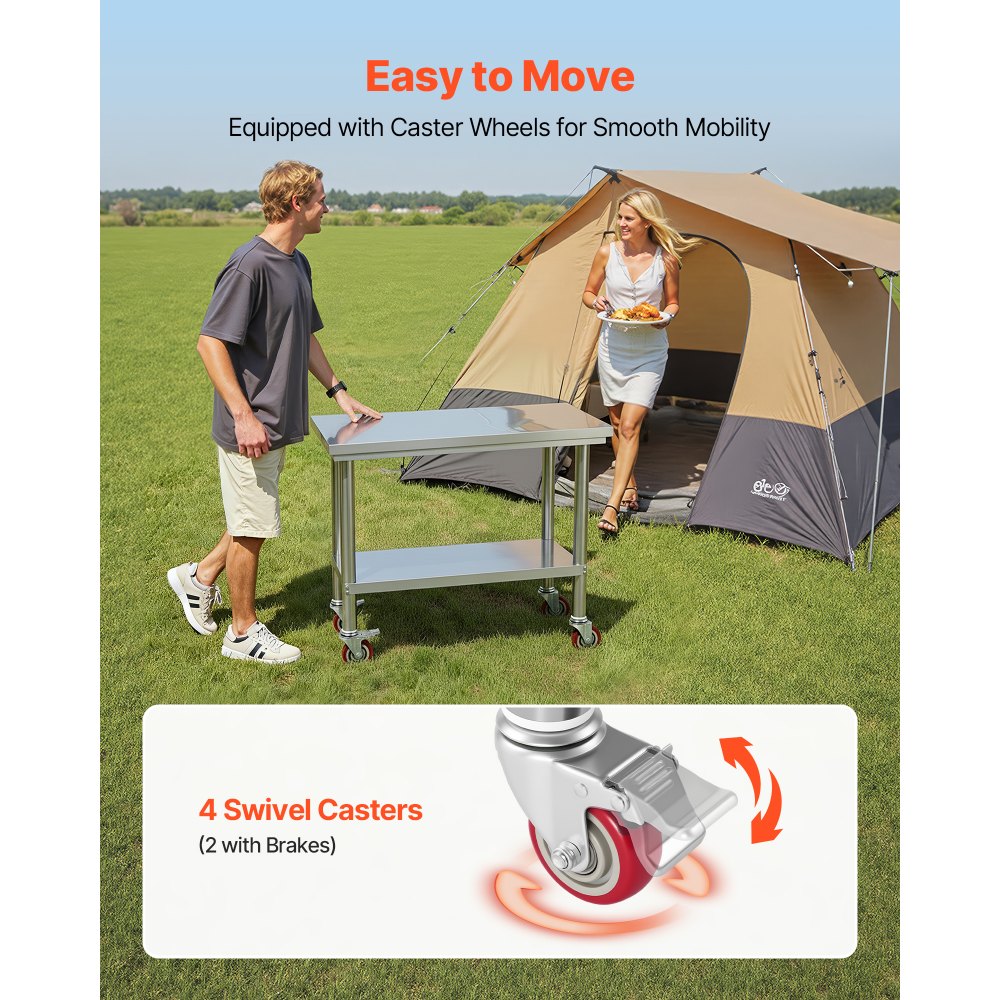 Τραπέζι VEVOR από ανοξείδωτο ατσάλι, τραπέζι εργασίας προετοιμασίας φαγητού 60 x 90 cm με ρόδες, τραπέζι προετοιμασίας κουζίνας με ρυθμιζόμενους σταθμούς εργασίας κάτω από ράφι για επαγγελματική κουζίνα, εστιατόριο, ξενοδοχείο και γκαράζ, εξωτερικού χώρου Τραπέζι VEVOR από ανοξείδωτο ατσάλι, τραπέζι εργασίας προετοιμασίας φαγητού 60 x 90 cm με ρόδες, τραπέζι προετοιμασίας κουζίνας με ρυθμιζόμενους σταθμούς εργασίας κάτω από ράφι για επαγγελματική κουζίνα, εστιατόριο, ξενοδοχείο και γκαράζ, εξωτερικού χώρου