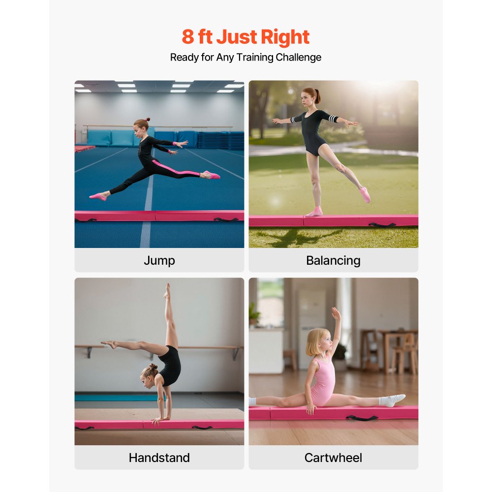 VEVOR 8FT Πτυσσόμενη Δοκός Ισορροπίας για Παιδιά, Σταθερή Δοκός Γυμναστικής με Υποστήριξη 90,7 KG με Αντιολισθητικά Πατάκια, Εξοπλισμός Γυμναστικής με Αντιολισθητικό Πάτο και Τσάντα Μεταφοράς για Γυμναστική στο Σπίτι, Ροζ VEVOR 8FT Πτυσσόμενη Δοκός Ισορροπίας για Παιδιά, Σταθερή Δοκός Γυμναστικής με Υποστήριξη 90,7 KG με Αντιολισθητικά Πατάκια, Εξοπλισμός Γυμναστικής με Αντιολισθητικό Πάτο και Τσάντα Μεταφοράς για Γυμναστική στο Σπίτι, Ροζ