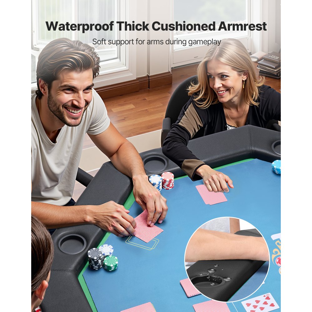 Πτυσσόμενο τραπέζι πόκερ VEVOR, πτυσσόμενο τραπέζι καζίνο αναψυχής 8 παικτών 1220 mm με επενδεδυμένες ράγες και θήκες για ποτήρια, οκταγωνικά φορητά τραπέζια παιχνιδιών με τσόχα και μεταλλικά πόδια, για παιχνίδι Texas Hold'em και Blackjack Πτυσσόμενο τραπέζι πόκερ VEVOR, πτυσσόμενο τραπέζι καζίνο αναψυχής 8 παικτών 1220 mm με επενδεδυμένες ράγες και θήκες για ποτήρια, οκταγωνικά φορητά τραπέζια παιχνιδιών με τσόχα και μεταλλικά πόδια, για παιχνίδι Texas Hold'em και Blackjack