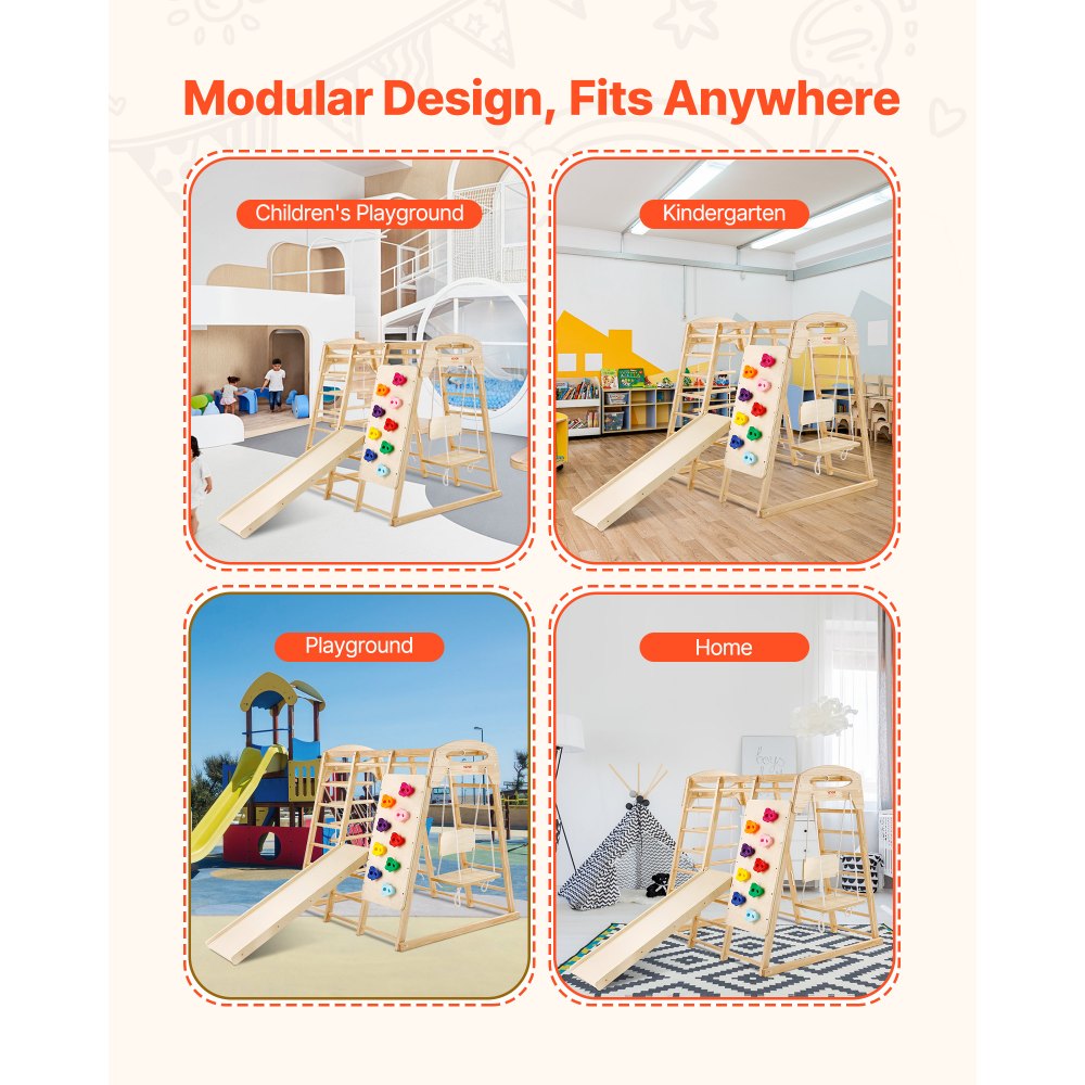 VEVOR Εσωτερικό Γυμναστήριο Ζούγκλας, Εσωτερική Παιδική Χαρά 7 σε 1 για Νήπια, 109 x 120 x 119,5 cm, με Ξύλινη και Σχοινένια Σκάλα, Δίχτυ, Κούνια, Μπάρα Μαϊμούς, Τσουλήθρα, Τοίχο Αναρρίχησης, Ξύλινα Εσωτερικά Παιχνίδια Αναρρίχησης για Παιδιά VEVOR Εσωτερικό Γυμναστήριο Ζούγκλας, Εσωτερική Παιδική Χαρά 7 σε 1 για Νήπια, 109 x 120 x 119,5 cm, με Ξύλινη και Σχοινένια Σκάλα, Δίχτυ, Κούνια, Μπάρα Μαϊμούς, Τσουλήθρα, Τοίχο Αναρρίχησης, Ξύλινα Εσωτερικά Παιχνίδια Αναρρίχησης για Παιδιά