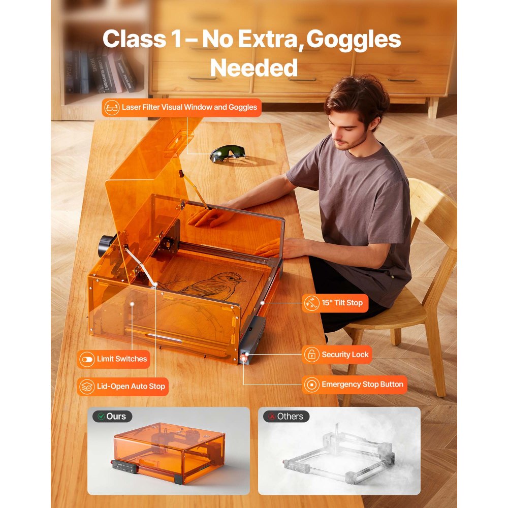 Χαρακτήρας λέιζερ VEVOR, 20W, Μηχανή χάραξης και κοπής λέιζερ με περίβλημα, Μηχανή χάραξης λέιζερ κοπής, 7000 mm/min, επιφάνεια εργασίας 300 x 300 mm, για ξύλο, δέρμα, γυαλί, ορισμένα μέταλλα, κλάση 1 Χαρακτήρας λέιζερ VEVOR, 20W, Μηχανή χάραξης και κοπής λέιζερ με περίβλημα, Μηχανή χάραξης λέιζερ κοπής, 7000 mm/min, επιφάνεια εργασίας 300 x 300 mm, για ξύλο, δέρμα, γυαλί, ορισμένα μέταλλα, κλάση 1