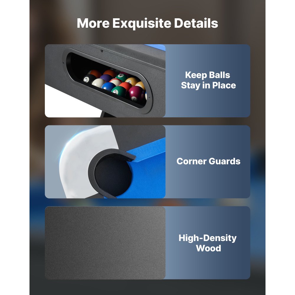Τραπέζι μπιλιάρδου VEVOR, φορητά τραπέζια μπιλιάρδου 213cm, σταθερό τραπέζι παιχνιδιού με ρυθμιζόμενα πόδια, σετ ψυχαγωγίας που περιλαμβάνει μπάλα, στέκα, βάση, κιμωλία και βούρτσα, μαύρο με ύφασμα Bule, για οικογενειακή χρήση στο δωμάτιο αναψυχής Τραπέζι μπιλιάρδου VEVOR, φορητά τραπέζια μπιλιάρδου 213cm, σταθερό τραπέζι παιχνιδιού με ρυθμιζόμενα πόδια, σετ ψυχαγωγίας που περιλαμβάνει μπάλα, στέκα, βάση, κιμωλία και βούρτσα, μαύρο με ύφασμα Bule, για οικογενειακή χρήση στο δωμάτιο αναψυχής