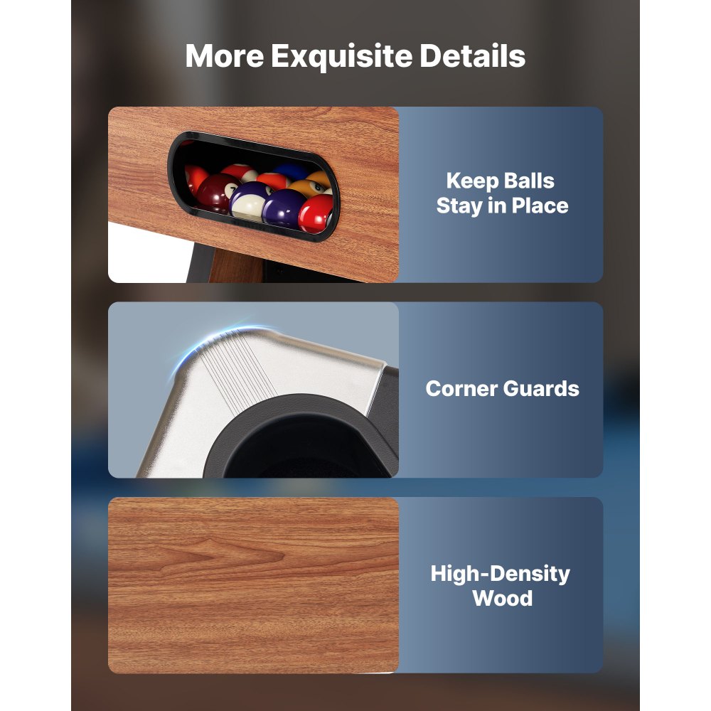Τραπέζι μπιλιάρδου VEVOR, Φορητά τραπέζια μπιλιάρδου 244cm με ξύλινο φινίρισμα, Μοντέρνο τραπέζι παιχνιδιού με ρυθμιζόμενα πόδια, Πλήρες σετ που περιλαμβάνει μπάλες, στέκες, βάση, κιμωλία και βούρτσα, μπλε ύφασμα, για οικογενειακή χρήση, αίθουσα αναψυχής Τραπέζι μπιλιάρδου VEVOR, Φορητά τραπέζια μπιλιάρδου 244cm με ξύλινο φινίρισμα, Μοντέρνο τραπέζι παιχνιδιού με ρυθμιζόμενα πόδια, Πλήρες σετ που περιλαμβάνει μπάλες, στέκες, βάση, κιμωλία και βούρτσα, μπλε ύφασμα, για οικογενειακή χρήση, αίθουσα αναψυχής