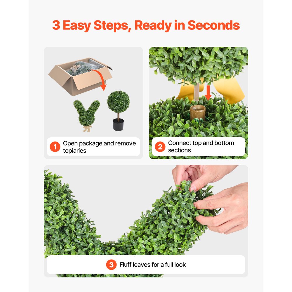 Τεχνητή μπάλα πυξάρι VEVOR σε σχήμα λαγουδάκι, 2 σετ μπάλες φυτών πυξάρι 914 χιλιοστών από ψεύτικο μετάξι, με αληθινή εμφάνιση, εύκολη συναρμολόγηση για διακόσμηση, μπροστινή βεράντα, εξωτερική βεράντα, κήπο, μπαλκόνι, πίσω αυλή, εσωτερική Τεχνητή μπάλα πυξάρι VEVOR σε σχήμα λαγουδάκι, 2 σετ μπάλες φυτών πυξάρι 914 χιλιοστών από ψεύτικο μετάξι, με αληθινή εμφάνιση, εύκολη συναρμολόγηση για διακόσμηση, μπροστινή βεράντα, εξωτερική βεράντα, κήπο, μπαλκόνι, πίσω αυλή, εσωτερική