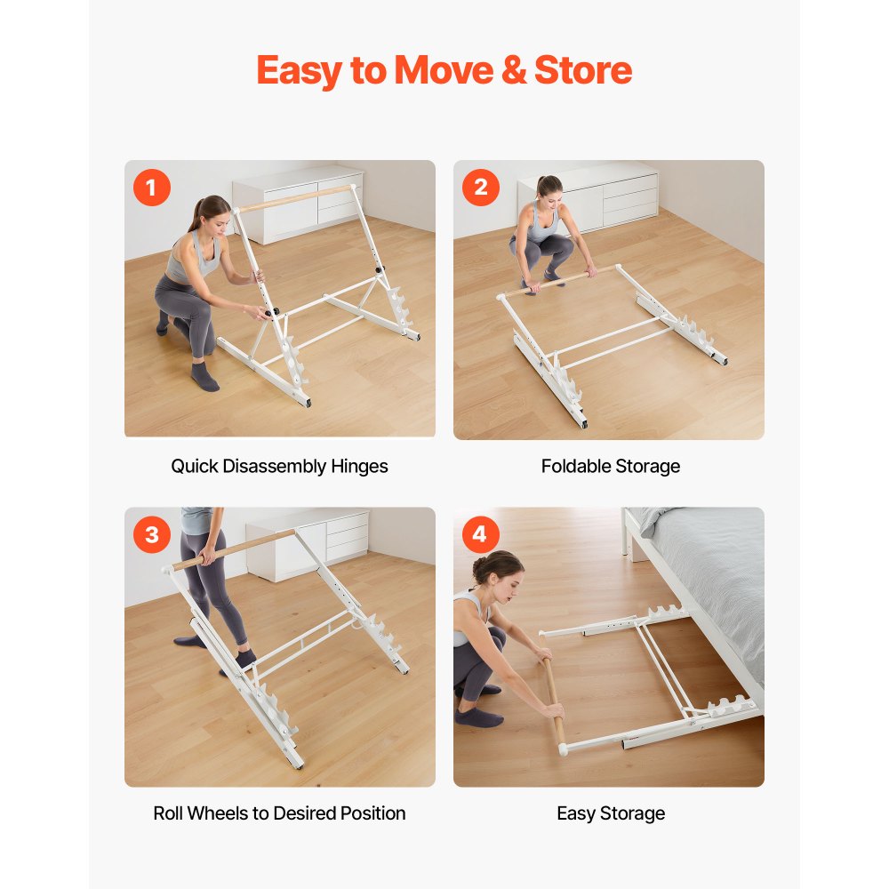 Μπάρα μπαλέτου VEVOR, Ανεξάρτητη φορητή μπάρα μπαλέτου, Εξοπλισμός άσκησης για κοιλιακούς, χέρια, δύναμη και καρδιοαναπνευστική άσκηση, Εύκολη αποθήκευση, πτυσσόμενες μπάρα χορού για διατάσεις, ρυθμιζόμενο ύψος 4 επιπέδων Μπάρα μπαλέτου VEVOR, Ανεξάρτητη φορητή μπάρα μπαλέτου, Εξοπλισμός άσκησης για κοιλιακούς, χέρια, δύναμη και καρδιοαναπνευστική άσκηση, Εύκολη αποθήκευση, πτυσσόμενες μπάρα χορού για διατάσεις, ρυθμιζόμενο ύψος 4 επιπέδων