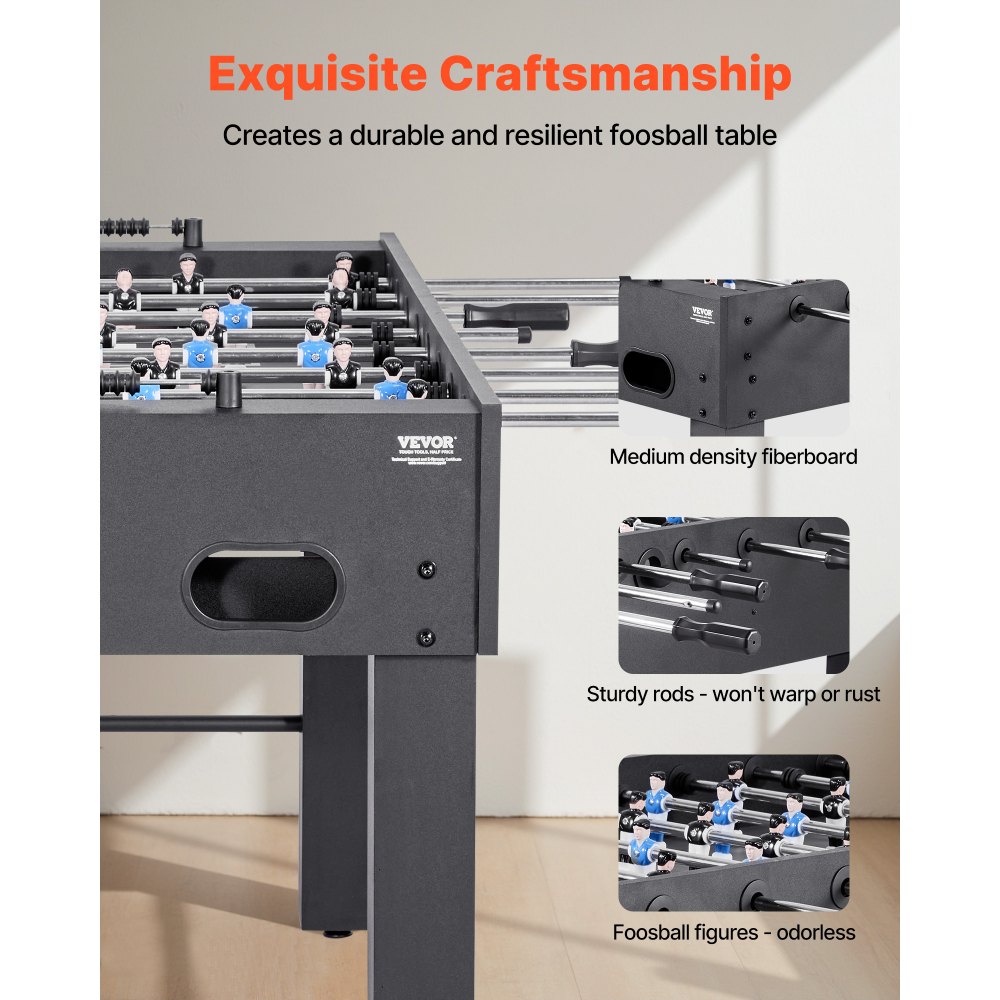 Τραπέζι ποδοσφαιράκι VEVOR, τραπέζι κανονικού μεγέθους 137 cm, τραπέζια ποδοσφαιράκι εσωτερικού χώρου πλήρους μεγέθους για το σπίτι, την οικογένεια και την αίθουσα παιχνιδιών, ανθεκτικό σετ ποδοσφαίρου, περιλαμβάνει 4 μπάλες, βάση στήριξης σκορ και 2 θήκες για ποτήρια Τραπέζι ποδοσφαιράκι VEVOR, τραπέζι κανονικού μεγέθους 137 cm, τραπέζια ποδοσφαιράκι εσωτερικού χώρου πλήρους μεγέθους για το σπίτι, την οικογένεια και την αίθουσα παιχνιδιών, ανθεκτικό σετ ποδοσφαίρου, περιλαμβάνει 4 μπάλες, βάση στήριξης σκορ και 2 θήκες για ποτήρια
