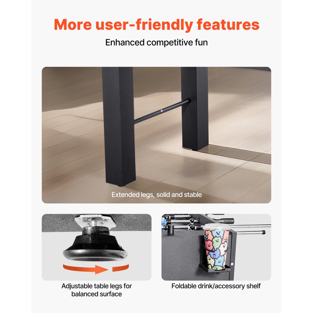 Τραπέζι ποδοσφαιράκι VEVOR, τραπέζι κανονικού μεγέθους 137 cm, τραπέζια ποδοσφαιράκι εσωτερικού χώρου πλήρους μεγέθους για το σπίτι, την οικογένεια και την αίθουσα παιχνιδιών, ανθεκτικό σετ ποδοσφαίρου, περιλαμβάνει 4 μπάλες, βάση στήριξης σκορ και 2 θήκες για ποτήρια Τραπέζι ποδοσφαιράκι VEVOR, τραπέζι κανονικού μεγέθους 137 cm, τραπέζια ποδοσφαιράκι εσωτερικού χώρου πλήρους μεγέθους για το σπίτι, την οικογένεια και την αίθουσα παιχνιδιών, ανθεκτικό σετ ποδοσφαίρου, περιλαμβάνει 4 μπάλες, βάση στήριξης σκορ και 2 θήκες για ποτήρια