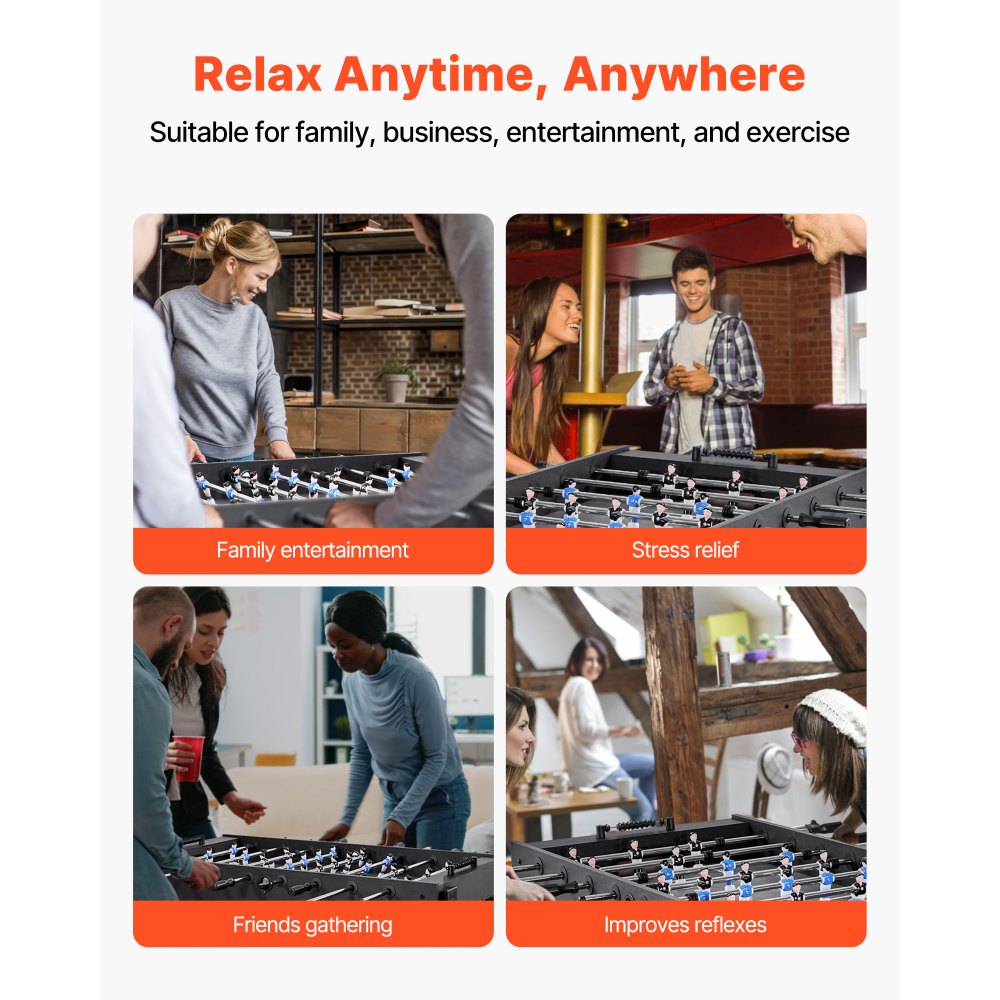 Τραπέζι ποδοσφαιράκι VEVOR, τραπέζι κανονικού μεγέθους 137 cm, τραπέζια ποδοσφαιράκι εσωτερικού χώρου πλήρους μεγέθους για το σπίτι, την οικογένεια και την αίθουσα παιχνιδιών, ανθεκτικό σετ ποδοσφαίρου, περιλαμβάνει 4 μπάλες, βάση στήριξης σκορ και 2 θήκες για ποτήρια Τραπέζι ποδοσφαιράκι VEVOR, τραπέζι κανονικού μεγέθους 137 cm, τραπέζια ποδοσφαιράκι εσωτερικού χώρου πλήρους μεγέθους για το σπίτι, την οικογένεια και την αίθουσα παιχνιδιών, ανθεκτικό σετ ποδοσφαίρου, περιλαμβάνει 4 μπάλες, βάση στήριξης σκορ και 2 θήκες για ποτήρια