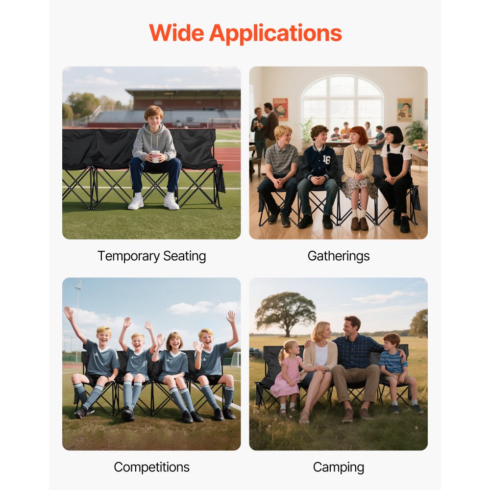 Φορητός Πτυσσόμενος Πάγκος VEVOR, Πτυσσόμενος Πάγκος Ποδοσφαίρου 4 Θέσεων με Πλαϊνές Τσέπες και Τσάντα Μεταφοράς, Ελαφρύ Πλαϊνό Καθιστικό με Πλάτη για Ποδόσφαιρο, Μπέιζμπολ, Κάμπινγκ, Υπαίθριες Εκδηλώσεις, Μαύρο Φορητός Πτυσσόμενος Πάγκος VEVOR, Πτυσσόμενος Πάγκος Ποδοσφαίρου 4 Θέσεων με Πλαϊνές Τσέπες και Τσάντα Μεταφοράς, Ελαφρύ Πλαϊνό Καθιστικό με Πλάτη για Ποδόσφαιρο, Μπέιζμπολ, Κάμπινγκ, Υπαίθριες Εκδηλώσεις, Μαύρο