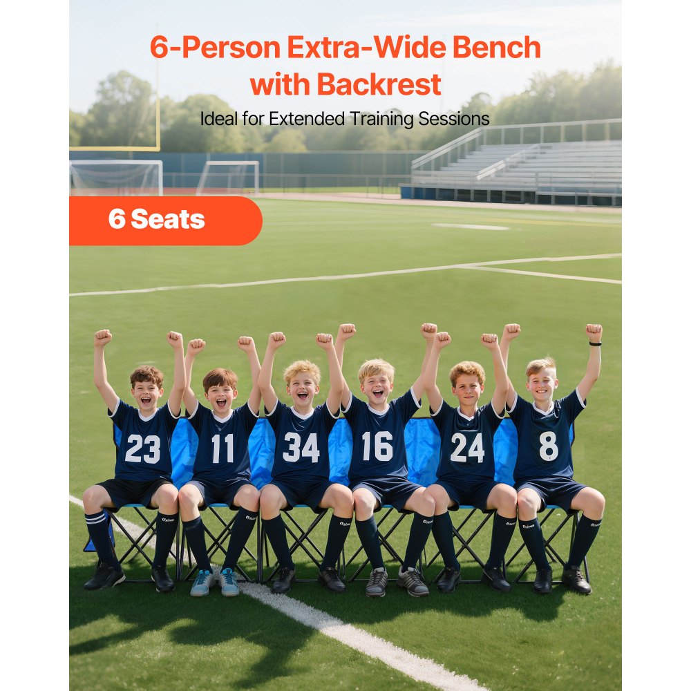 Φορητός Πτυσσόμενος Πάγκος VEVOR, Πτυσσόμενος Πάγκος Ποδοσφαίρου 6 Θέσεων με Πλαϊνές Τσέπες και Τσάντα Μεταφοράς, Ελαφρύ Πλαϊνό Καθιστικό με Πλάτη για Ποδόσφαιρο, Μπέιζμπολ, Κάμπινγκ, Υπαίθριες Εκδηλώσεις, Μπλε Φορητός Πτυσσόμενος Πάγκος VEVOR, Πτυσσόμενος Πάγκος Ποδοσφαίρου 6 Θέσεων με Πλαϊνές Τσέπες και Τσάντα Μεταφοράς, Ελαφρύ Πλαϊνό Καθιστικό με Πλάτη για Ποδόσφαιρο, Μπέιζμπολ, Κάμπινγκ, Υπαίθριες Εκδηλώσεις, Μπλε