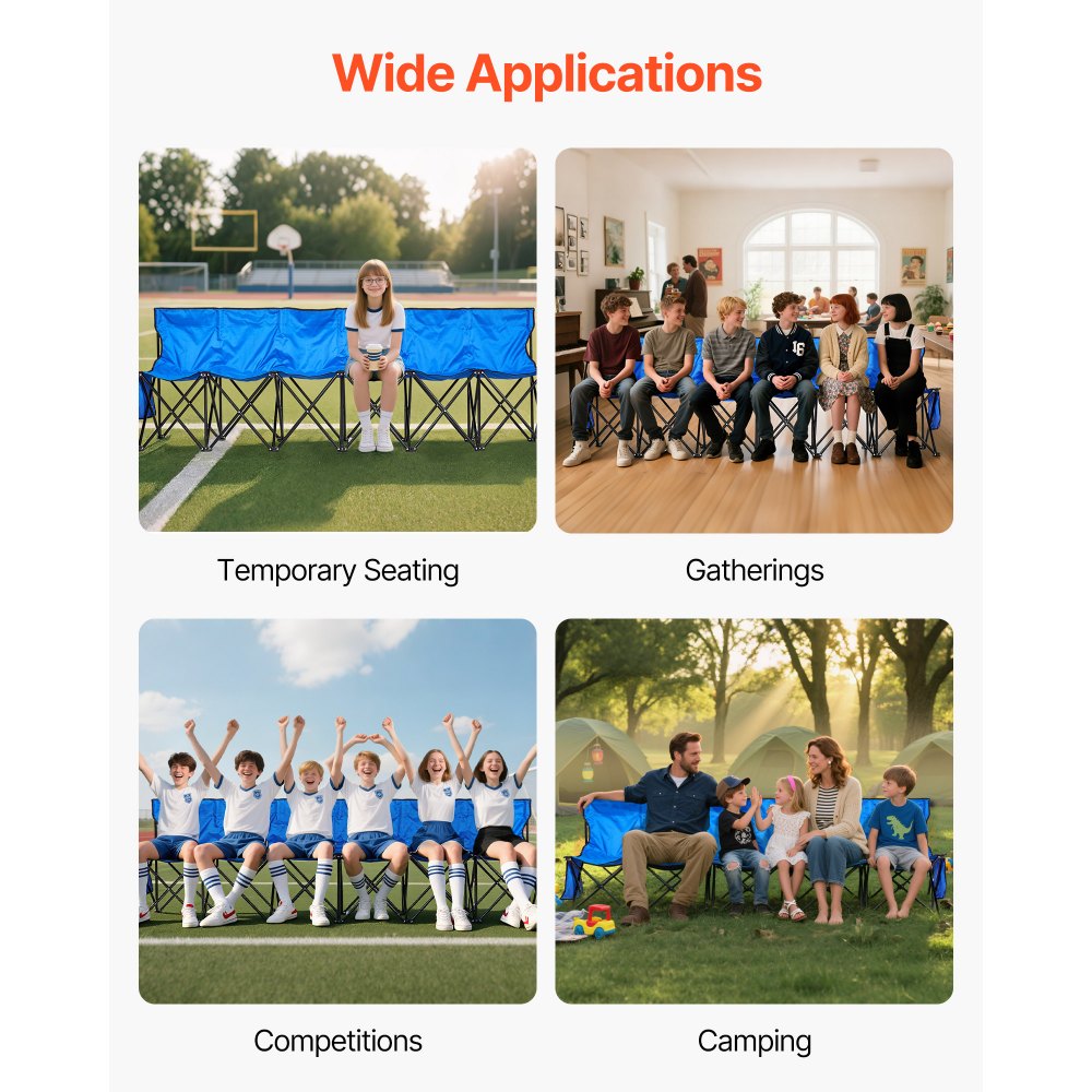 Φορητός Πτυσσόμενος Πάγκος VEVOR, Πτυσσόμενος Πάγκος Ποδοσφαίρου 6 Θέσεων με Πλαϊνές Τσέπες και Τσάντα Μεταφοράς, Ελαφρύ Πλαϊνό Καθιστικό με Πλάτη για Ποδόσφαιρο, Μπέιζμπολ, Κάμπινγκ, Υπαίθριες Εκδηλώσεις, Μπλε Φορητός Πτυσσόμενος Πάγκος VEVOR, Πτυσσόμενος Πάγκος Ποδοσφαίρου 6 Θέσεων με Πλαϊνές Τσέπες και Τσάντα Μεταφοράς, Ελαφρύ Πλαϊνό Καθιστικό με Πλάτη για Ποδόσφαιρο, Μπέιζμπολ, Κάμπινγκ, Υπαίθριες Εκδηλώσεις, Μπλε