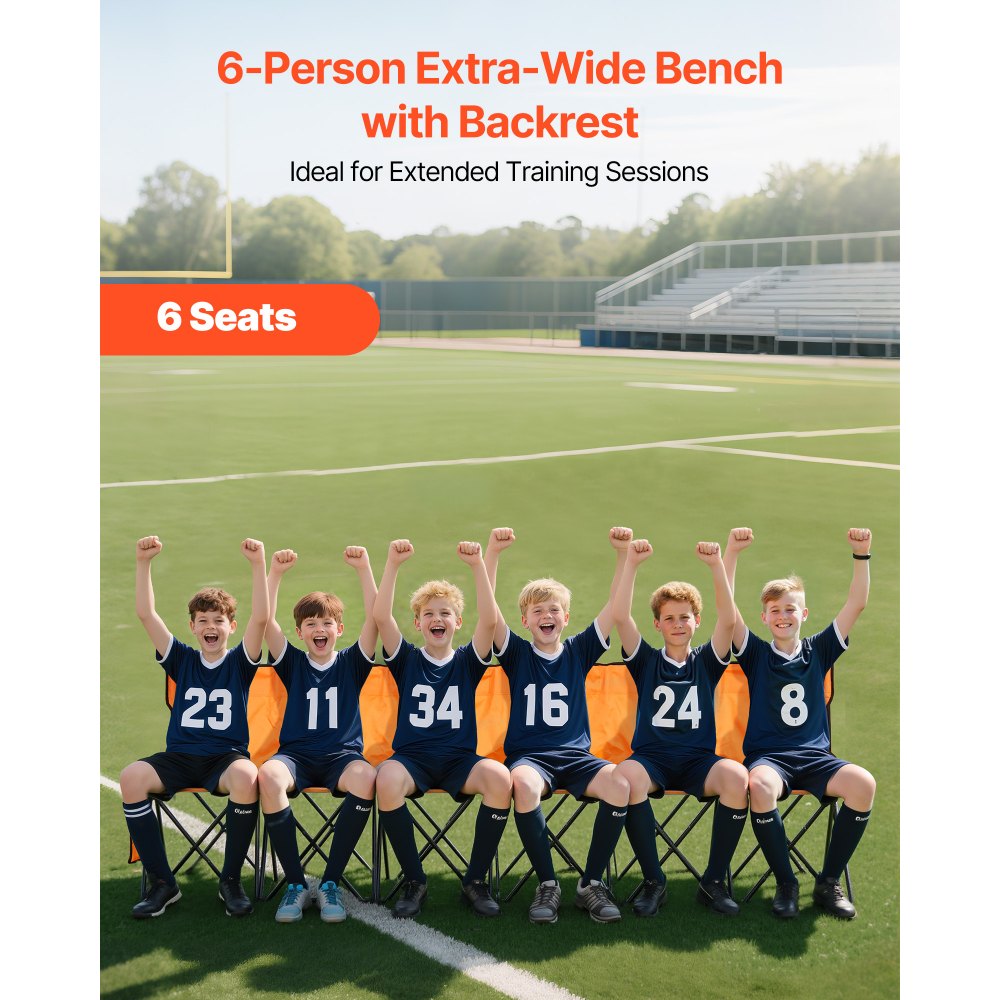 Φορητός Πτυσσόμενος Πάγκος VEVOR, Πτυσσόμενος Πάγκος Ποδοσφαίρου 6 Θέσεων με Πλαϊνές Τσέπες και Τσάντα Μεταφοράς, Ελαφρύ Πλαϊνό Κάθισμα με Πλάτη για Ποδόσφαιρο, Μπέιζμπολ, Κάμπινγκ, Υπαίθριες Εκδηλώσεις, Πορτοκαλί Φορητός Πτυσσόμενος Πάγκος VEVOR, Πτυσσόμενος Πάγκος Ποδοσφαίρου 6 Θέσεων με Πλαϊνές Τσέπες και Τσάντα Μεταφοράς, Ελαφρύ Πλαϊνό Κάθισμα με Πλάτη για Ποδόσφαιρο, Μπέιζμπολ, Κάμπινγκ, Υπαίθριες Εκδηλώσεις, Πορτοκαλί