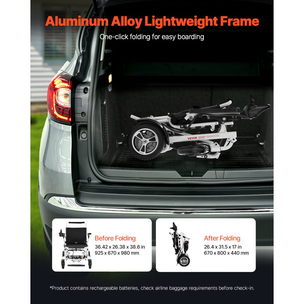 Ηλεκτρικό αναπηρικό αμαξίδιο VEVOR για ενήλικες, χωρητικότητας 136 κιλών, πτυσσόμενο και ελαφρύ μηχανοκίνητο αναπηρικό αμαξίδιο, αυτονομία 21 χλμ., ηλεκτροκίνητο αμαξίδιο παντός εδάφους, φορητό κάθισμα 53 εκ. για ηλικιωμένους και άτομα με αναπηρία Ηλεκτρικό αναπηρικό αμαξίδιο VEVOR για ενήλικες, χωρητικότητας 136 κιλών, πτυσσόμενο και ελαφρύ μηχανοκίνητο αναπηρικό αμαξίδιο, αυτονομία 21 χλμ., ηλεκτροκίνητο αμαξίδιο παντός εδάφους, φορητό κάθισμα 53 εκ. για ηλικιωμένους και άτομα με αναπηρία