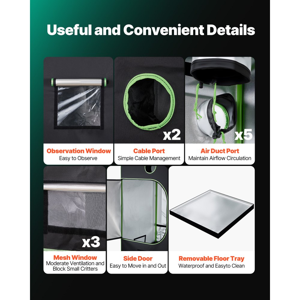 Σκηνή Εσωτερικής Καλλιέργειας VEVOR, 120 x 120 x 200 cm, 600D Υψηλής Ανακλαστικότητας Mylar, Σκηνή Εσωτερικών Φυτών με Παράθυρο Παρατήρησης, Δίσκο Δαπέδου & Φερμουάρ, Βαρέως Τύπου Σκηνές Καλλιέργειας για Φρούτα και Άνθη Λαχανικών Σκηνή Εσωτερικής Καλλιέργειας VEVOR, 120 x 120 x 200 cm, 600D Υψηλής Ανακλαστικότητας Mylar, Σκηνή Εσωτερικών Φυτών με Παράθυρο Παρατήρησης, Δίσκο Δαπέδου & Φερμουάρ, Βαρέως Τύπου Σκηνές Καλλιέργειας για Φρούτα και Άνθη Λαχανικών