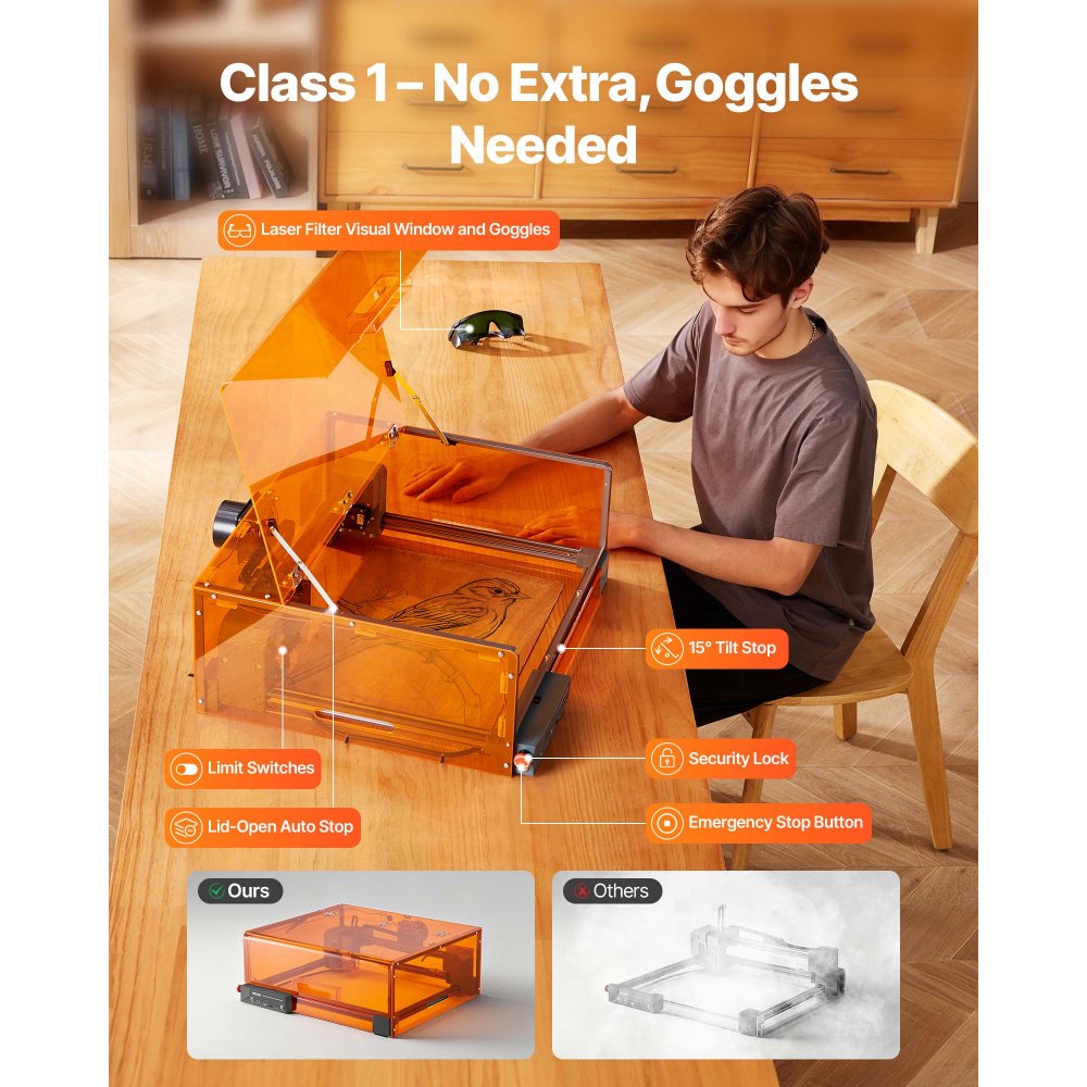 Χαρακτική μηχανή λέιζερ VEVOR, 10W, Μηχανή χάραξης και κοπής με περίβλημα, Μηχανή χάραξης λέιζερ κοπής, Περιοχή εργασίας 300 x 300 mm, 7000 mm/min, για ξύλο, δέρμα, γυαλί, ορισμένα μέταλλα, Κλάση 1 Χαρακτική μηχανή λέιζερ VEVOR, 10W, Μηχανή χάραξης και κοπής με περίβλημα, Μηχανή χάραξης λέιζερ κοπής, Περιοχή εργασίας 300 x 300 mm, 7000 mm/min, για ξύλο, δέρμα, γυαλί, ορισμένα μέταλλα, Κλάση 1