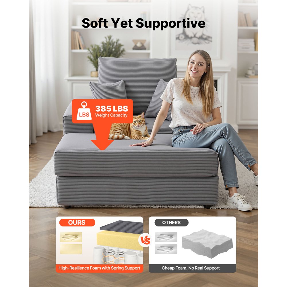 Πολυθρόνα VEVOR, 1115 mm Αρθρωτή πολυθρόνα εσωτερικού χώρου χωρίς κόκαλα, μεγάλη πολυθρόνα ανάγνωσης από κοτλέ με μαξιλάρια και μπράτσα, βαθύς καναπές-κρεβάτι για σαλόνι, υπνοδωμάτιο, γκρι Πολυθρόνα VEVOR, 1115 mm Αρθρωτή πολυθρόνα εσωτερικού χώρου χωρίς κόκαλα, μεγάλη πολυθρόνα ανάγνωσης από κοτλέ με μαξιλάρια και μπράτσα, βαθύς καναπές-κρεβάτι για σαλόνι, υπνοδωμάτιο, γκρι