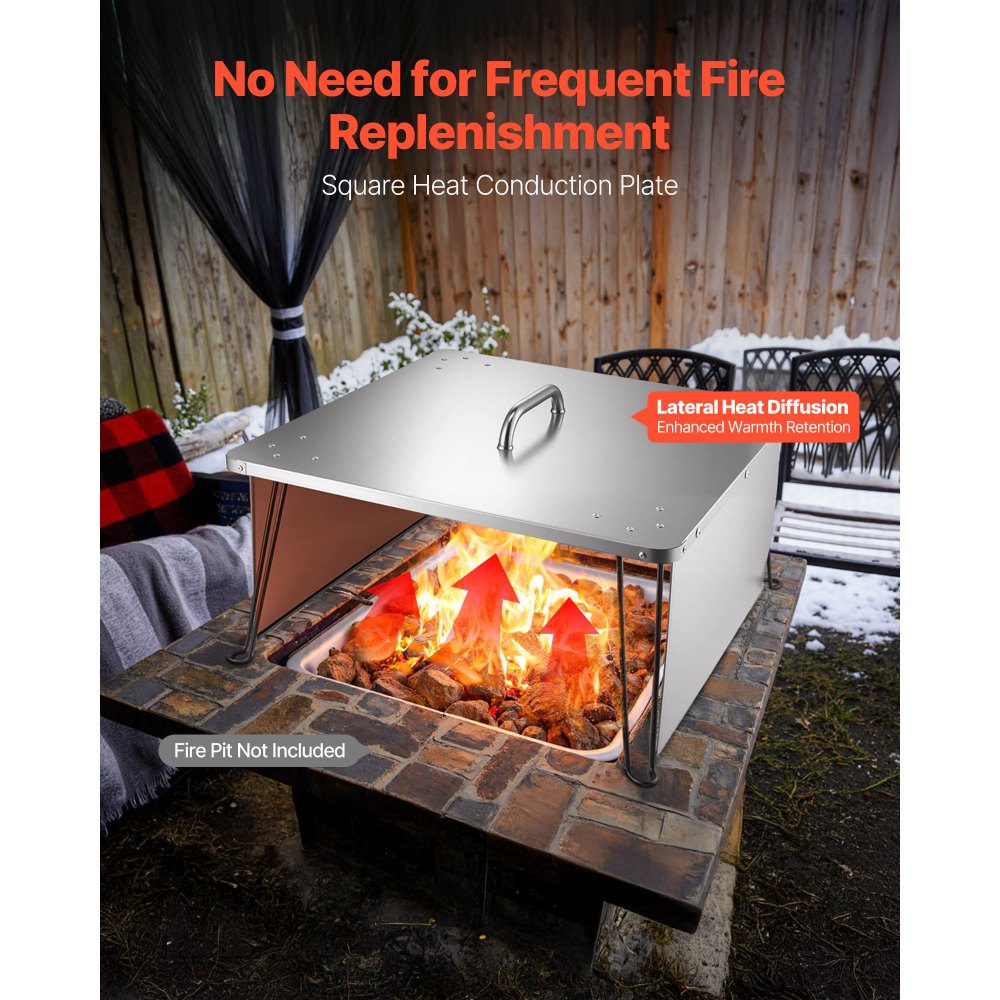 Εκτροπέας θερμότητας για τζάκι VEVOR, τετράγωνο κάλυμμα εξωτερικού καυστήρα 645x645x370 mm, φωτιά από ανοξείδωτο ατσάλι για κάμπινγκ, καύση ξύλων, σπρώχνοντας τη θερμότητα προς τα κάτω και προς τα έξω με 4 πτυσσόμενα πόδια και λαβή μεταφοράς Εκτροπέας θερμότητας για τζάκι VEVOR, τετράγωνο κάλυμμα εξωτερικού καυστήρα 645x645x370 mm, φωτιά από ανοξείδωτο ατσάλι για κάμπινγκ, καύση ξύλων, σπρώχνοντας τη θερμότητα προς τα κάτω και προς τα έξω με 4 πτυσσόμενα πόδια και λαβή μεταφοράς