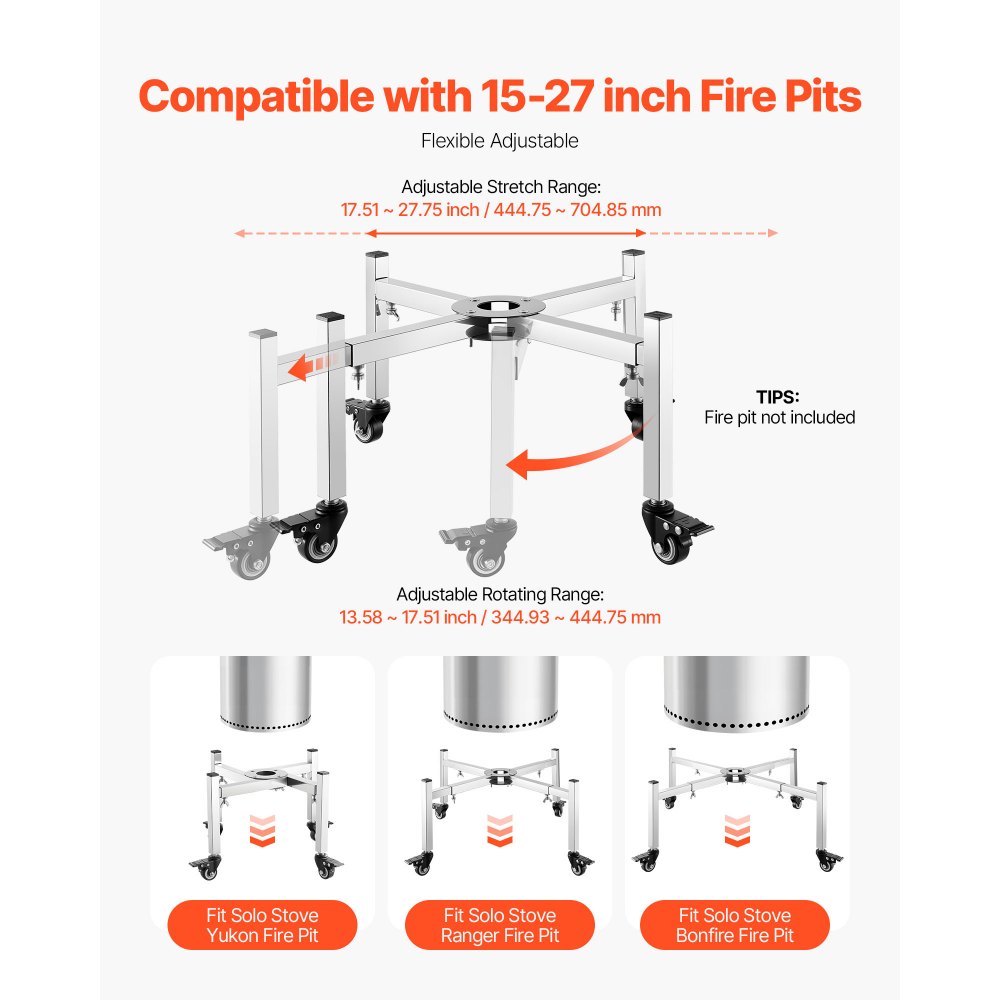 Βάση φωτιάς VEVOR, ρυθμιζόμενο τέντωμα 38-68,6 cm με 4 ροδάκια, βάση φωτιάς για σόμπα, φωτιά Ranger Yukon και άλλες εξωτερικές εστίες, αξεσουάρ τζακιού από ανοξείδωτο ατσάλι για κάμπινγκ Βάση φωτιάς VEVOR, ρυθμιζόμενο τέντωμα 38-68,6 cm με 4 ροδάκια, βάση φωτιάς για σόμπα, φωτιά Ranger Yukon και άλλες εξωτερικές εστίες, αξεσουάρ τζακιού από ανοξείδωτο ατσάλι για κάμπινγκ