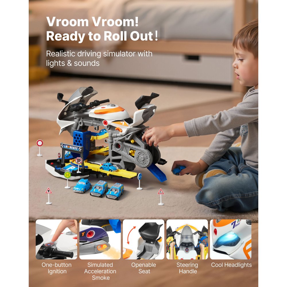 Παιχνίδι Μηχανής Μοτοσικλέτας VEVOR, 25 Τεμάχια, Παιχνίδι Μηχανικού Μοτοσικλέτας με Αφαιρούμενα Μέρη, Φώτα & Ήχους, Προσομοίωση Οδήγησης & Αγώνων Πίστας, Σετ Εργαστηρίου Μηχανικού για Παιδιά 3 Ετών και Άνω, Κίτρινο Παιχνίδι Μηχανής Μοτοσικλέτας VEVOR, 25 Τεμάχια, Παιχνίδι Μηχανικού Μοτοσικλέτας με Αφαιρούμενα Μέρη, Φώτα & Ήχους, Προσομοίωση Οδήγησης & Αγώνων Πίστας, Σετ Εργαστηρίου Μηχανικού για Παιδιά 3 Ετών και Άνω, Κίτρινο