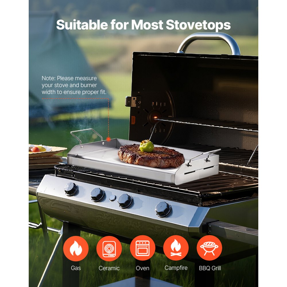 Πλάκα ψησίματος VEVOR από ανοξείδωτο ατσάλι, ορθογώνια πλάκα επίπεδης κορυφής 17x13 ιντσών, πλάκα ψησίματος αερίου για BBQ, Teppanyaki, φορητά οικιακά μαγειρικά σκεύη με λαβή, για κάμπινγκ και πάρτι Πλάκα ψησίματος VEVOR από ανοξείδωτο ατσάλι, ορθογώνια πλάκα επίπεδης κορυφής 17x13 ιντσών, πλάκα ψησίματος αερίου για BBQ, Teppanyaki, φορητά οικιακά μαγειρικά σκεύη με λαβή, για κάμπινγκ και πάρτι