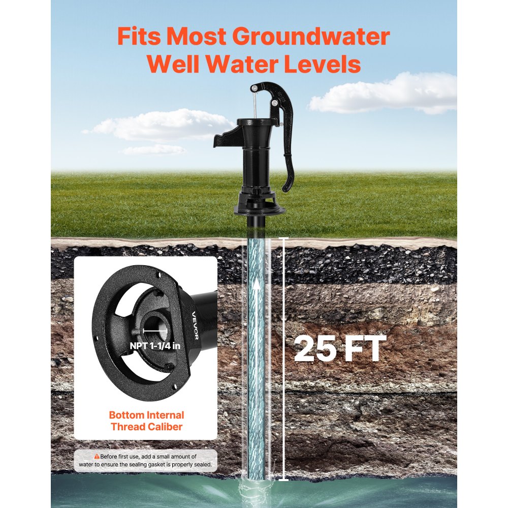Χειροκίνητη αντλία κανάτας VEVOR Well, μέγιστη ανύψωση 25 ft, χειροκίνητη αντλία νερού από χυτοσίδηρο αντίκα, σύνδεση NPT 1-1/4 in, εύκολη εγκατάσταση, παλαιού τύπου για εξωτερικούς χώρους, κήπο, λίμνη, αυλή, αγρόκτημα, μαύρη Χειροκίνητη αντλία κανάτας VEVOR Well, μέγιστη ανύψωση 25 ft, χειροκίνητη αντλία νερού από χυτοσίδηρο αντίκα, σύνδεση NPT 1-1/4 in, εύκολη εγκατάσταση, παλαιού τύπου για εξωτερικούς χώρους, κήπο, λίμνη, αυλή, αγρόκτημα, μαύρη