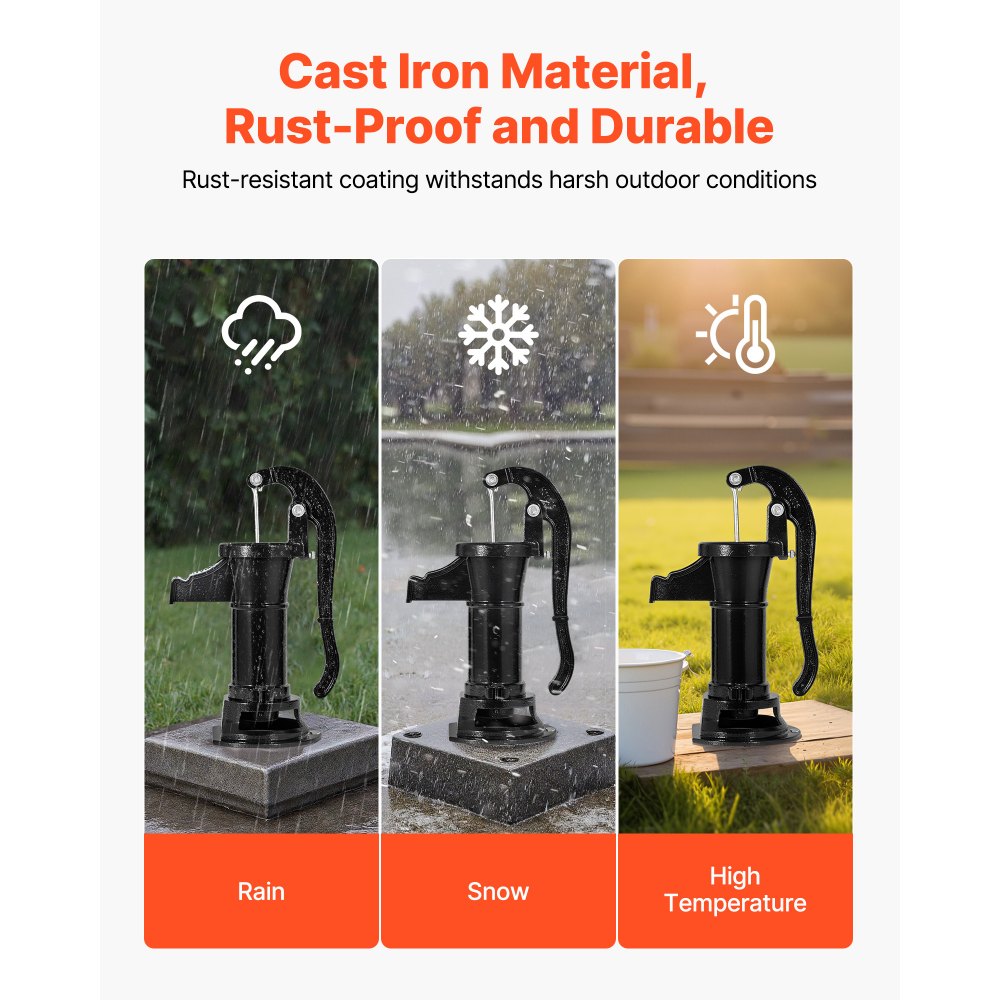 Χειροκίνητη αντλία κανάτας VEVOR Well, μέγιστη ανύψωση 25 ft, χειροκίνητη αντλία νερού από χυτοσίδηρο αντίκα, σύνδεση NPT 1-1/4 in, εύκολη εγκατάσταση, παλαιού τύπου για εξωτερικούς χώρους, κήπο, λίμνη, αυλή, αγρόκτημα, μαύρη Χειροκίνητη αντλία κανάτας VEVOR Well, μέγιστη ανύψωση 25 ft, χειροκίνητη αντλία νερού από χυτοσίδηρο αντίκα, σύνδεση NPT 1-1/4 in, εύκολη εγκατάσταση, παλαιού τύπου για εξωτερικούς χώρους, κήπο, λίμνη, αυλή, αγρόκτημα, μαύρη