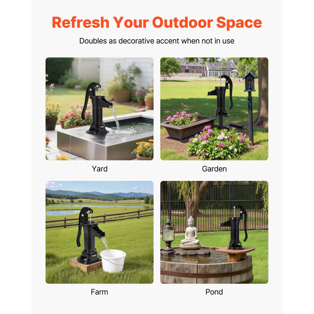 Χειροκίνητη αντλία κανάτας VEVOR Well, μέγιστη ανύψωση 25 ft, χειροκίνητη αντλία νερού από χυτοσίδηρο αντίκα, σύνδεση NPT 1-1/4 in, εύκολη εγκατάσταση, παλαιού τύπου για εξωτερικούς χώρους, κήπο, λίμνη, αυλή, αγρόκτημα, μαύρη Χειροκίνητη αντλία κανάτας VEVOR Well, μέγιστη ανύψωση 25 ft, χειροκίνητη αντλία νερού από χυτοσίδηρο αντίκα, σύνδεση NPT 1-1/4 in, εύκολη εγκατάσταση, παλαιού τύπου για εξωτερικούς χώρους, κήπο, λίμνη, αυλή, αγρόκτημα, μαύρη