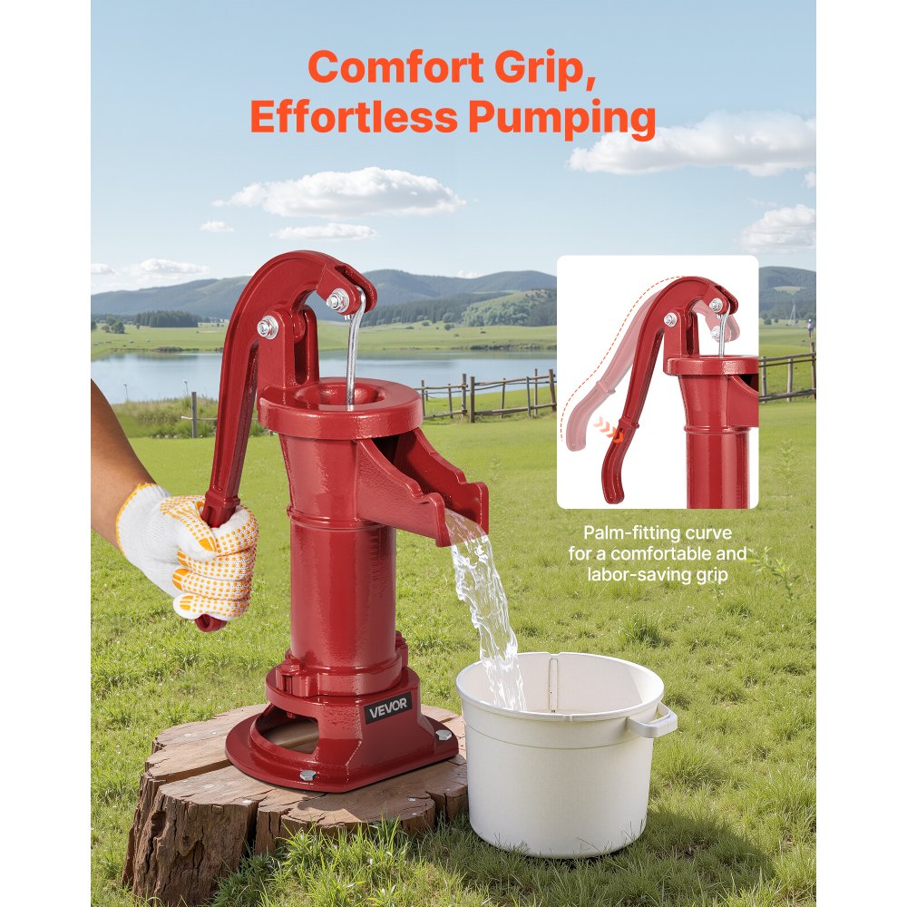 Χειροκίνητη αντλία κανάτας VEVOR Well, μέγιστη ανύψωση 25 ft, χειροκίνητη αντλία νερού από χυτοσίδηρο αντίκα, σύνδεση NPT 1-1/4 in, εύκολη εγκατάσταση, παλαιού τύπου για εξωτερικούς χώρους, κήπο, λίμνη, αυλή, αγρόκτημα, κόκκινη Χειροκίνητη αντλία κανάτας VEVOR Well, μέγιστη ανύψωση 25 ft, χειροκίνητη αντλία νερού από χυτοσίδηρο αντίκα, σύνδεση NPT 1-1/4 in, εύκολη εγκατάσταση, παλαιού τύπου για εξωτερικούς χώρους, κήπο, λίμνη, αυλή, αγρόκτημα, κόκκινη