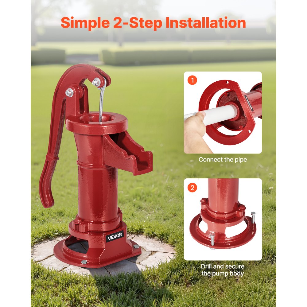 Χειροκίνητη αντλία κανάτας VEVOR Well, μέγιστη ανύψωση 25 ft, χειροκίνητη αντλία νερού από χυτοσίδηρο αντίκα, σύνδεση NPT 1-1/4 in, εύκολη εγκατάσταση, παλαιού τύπου για εξωτερικούς χώρους, κήπο, λίμνη, αυλή, αγρόκτημα, κόκκινη Χειροκίνητη αντλία κανάτας VEVOR Well, μέγιστη ανύψωση 25 ft, χειροκίνητη αντλία νερού από χυτοσίδηρο αντίκα, σύνδεση NPT 1-1/4 in, εύκολη εγκατάσταση, παλαιού τύπου για εξωτερικούς χώρους, κήπο, λίμνη, αυλή, αγρόκτημα, κόκκινη